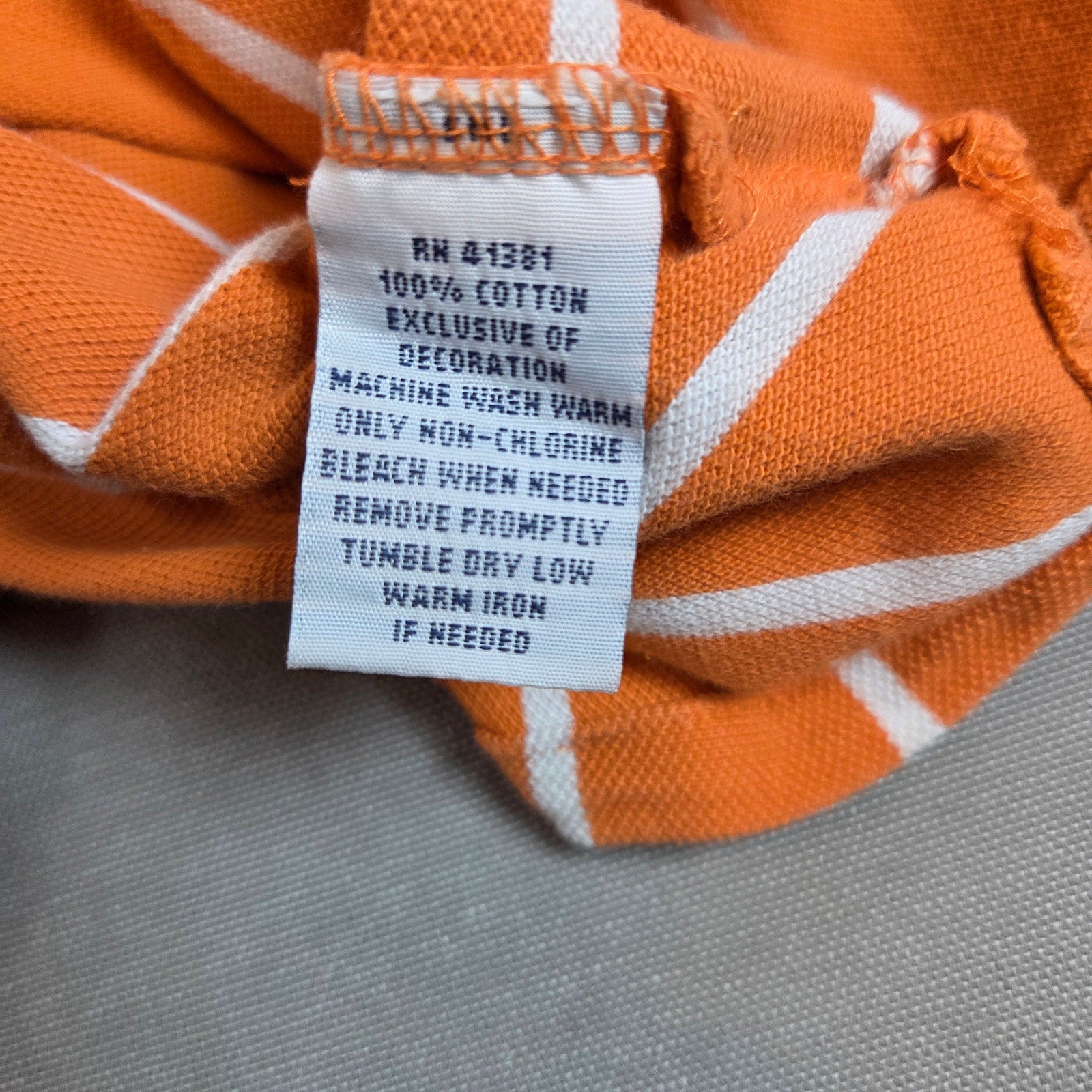 Polo Ralph Lauren Orange White Stripe Polo Shirt Men’s L Cotton Blue Pony
