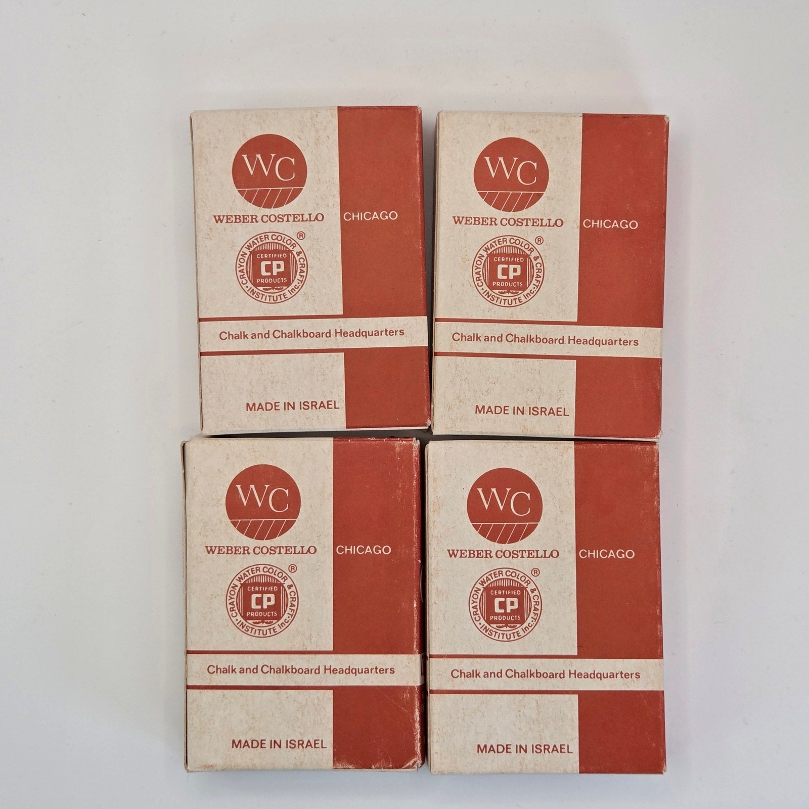 Vintage Chalkboard Chalk Lot – Alpha & Weber Costello Israel – 4 Boxes Unused