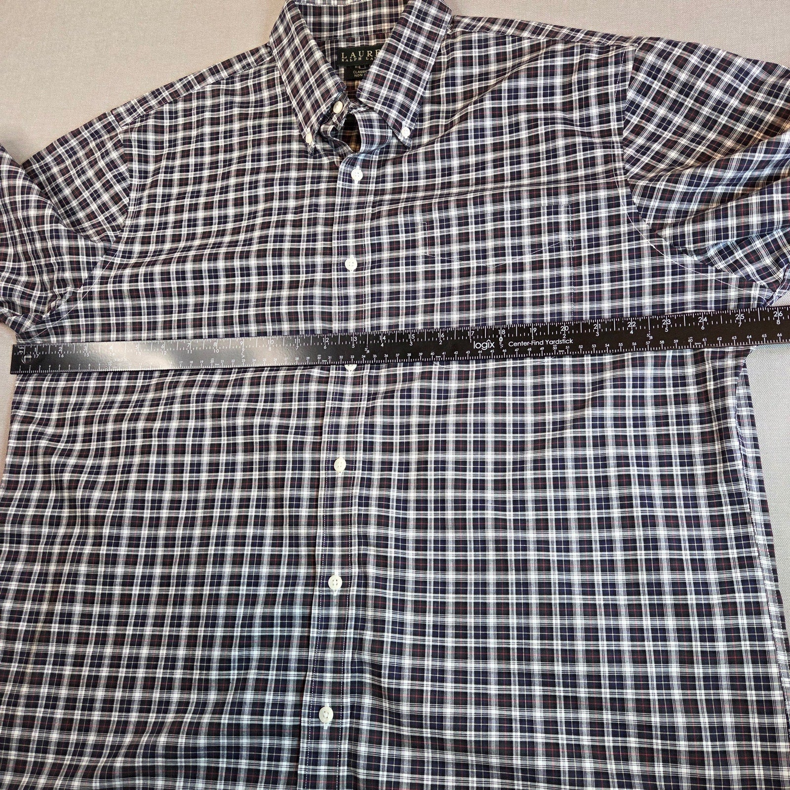 Lauren Ralph Lauren Classic Fit Non Iron Plaid Shirt 17 34/35 Cotton