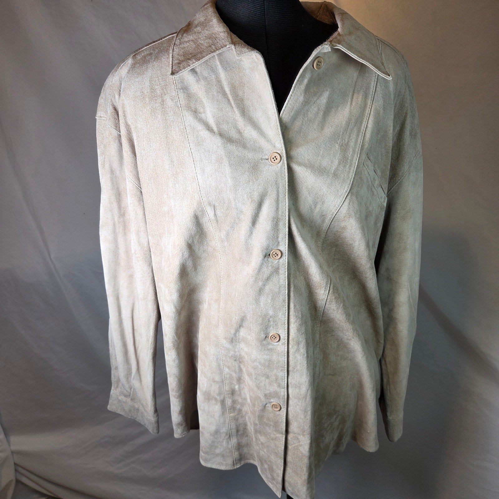 CW Clifford & Wills Genuine Suede Leather Shirt Jacket Women's L Korea 90s
