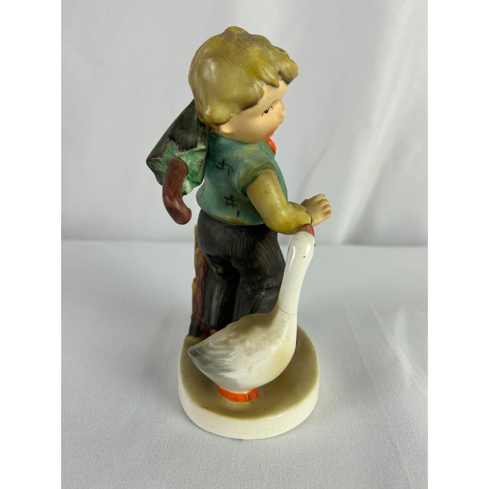 Vintage Enesco Go Home Boy Goose Figurine 1110 Japan Ceramic