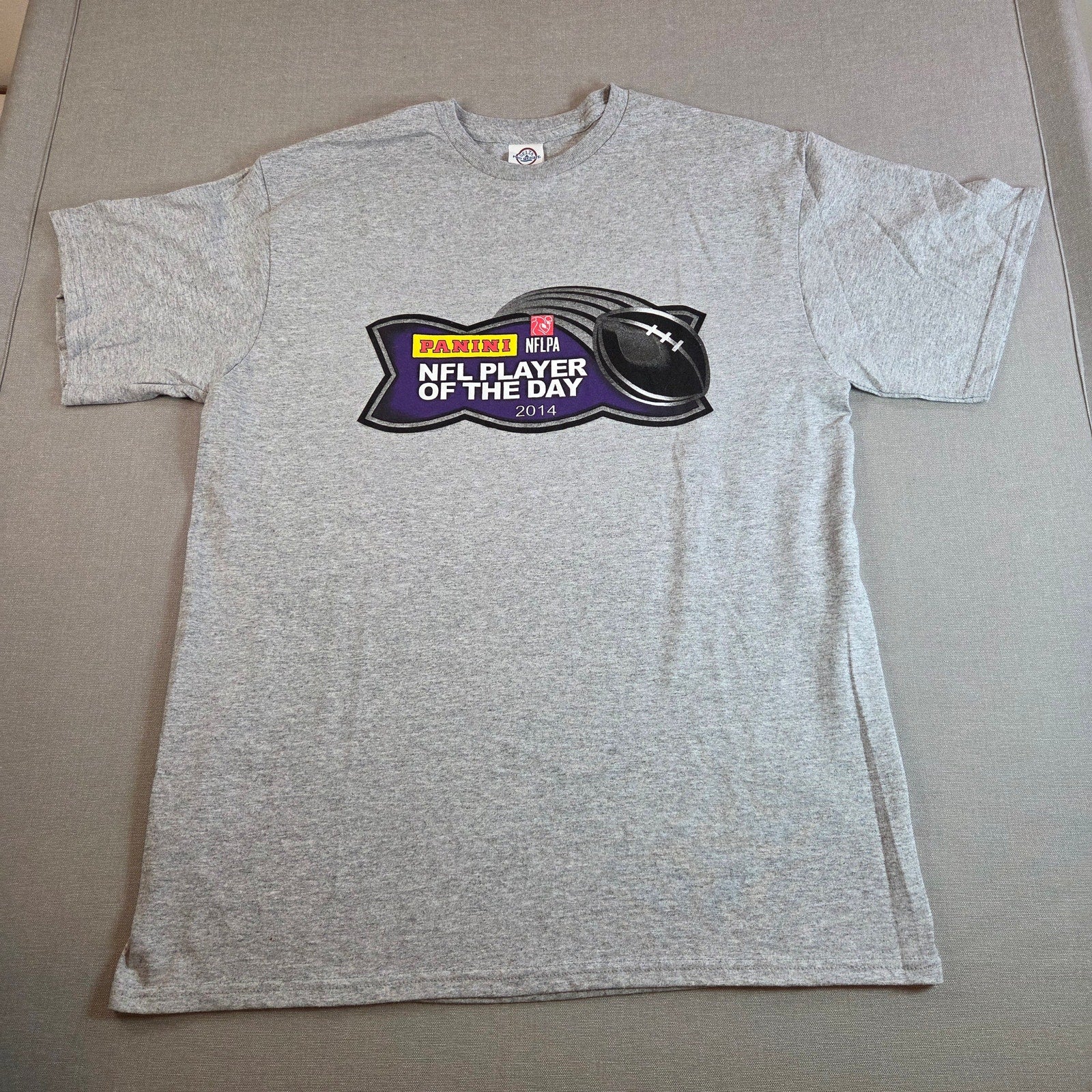 Panini NFL Player of the Day 2014 Promo Tee Shirt Gray Delta Pro Weight L
