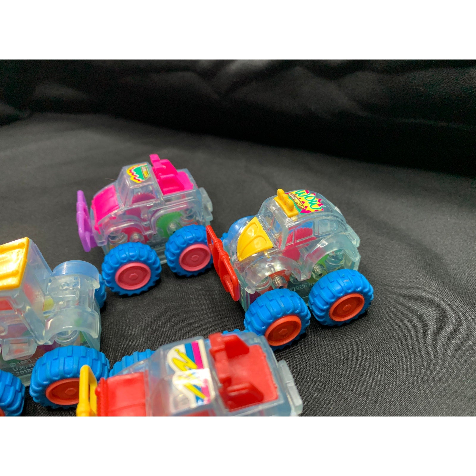 1997 Subway Clear Gears Lot 4 Vintage Kids Meal Toys Goin Buggy Tromper Truck