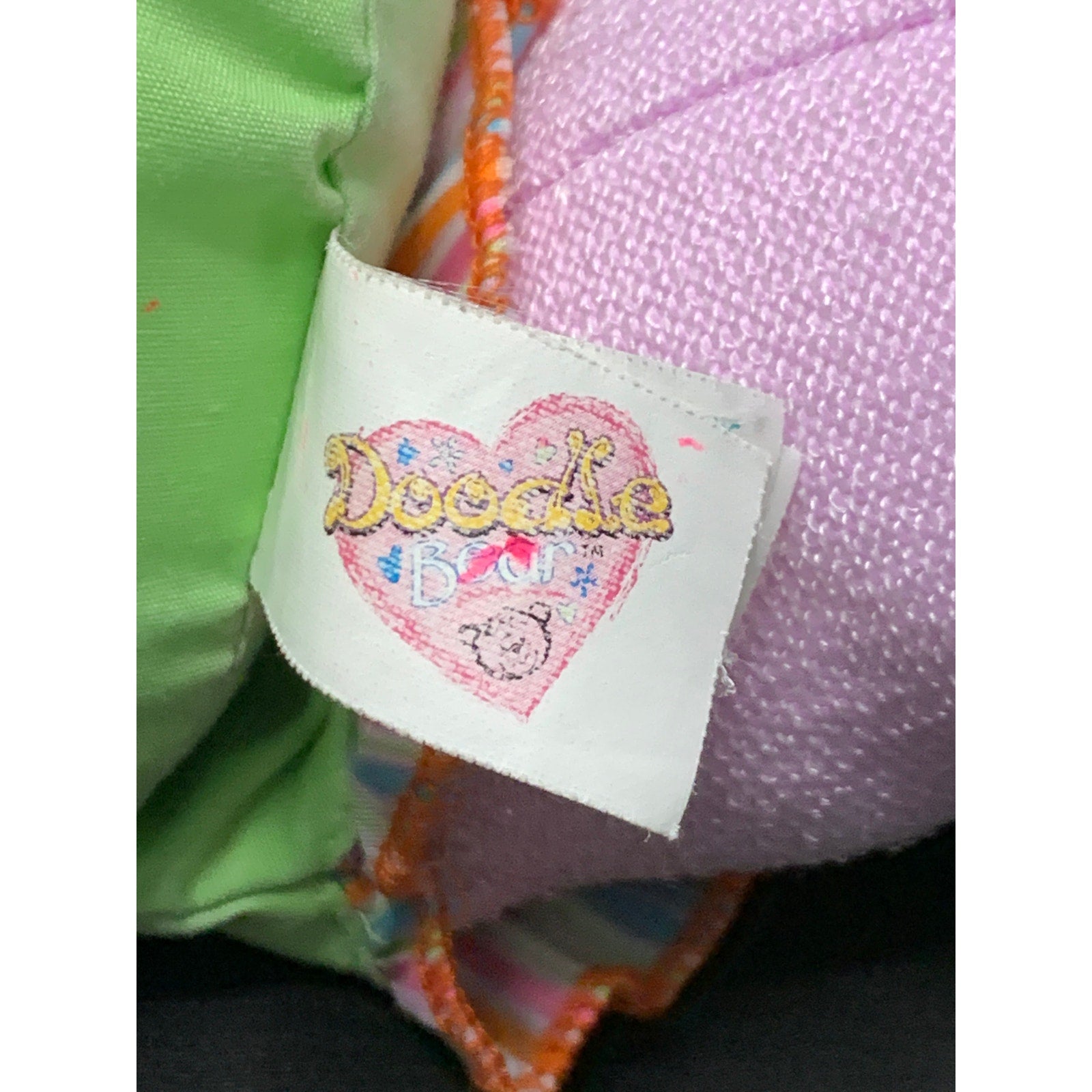 2005 Doodle Bear “Purple Neon” 16-Inch Plush with Coordinating Drawstring Bag