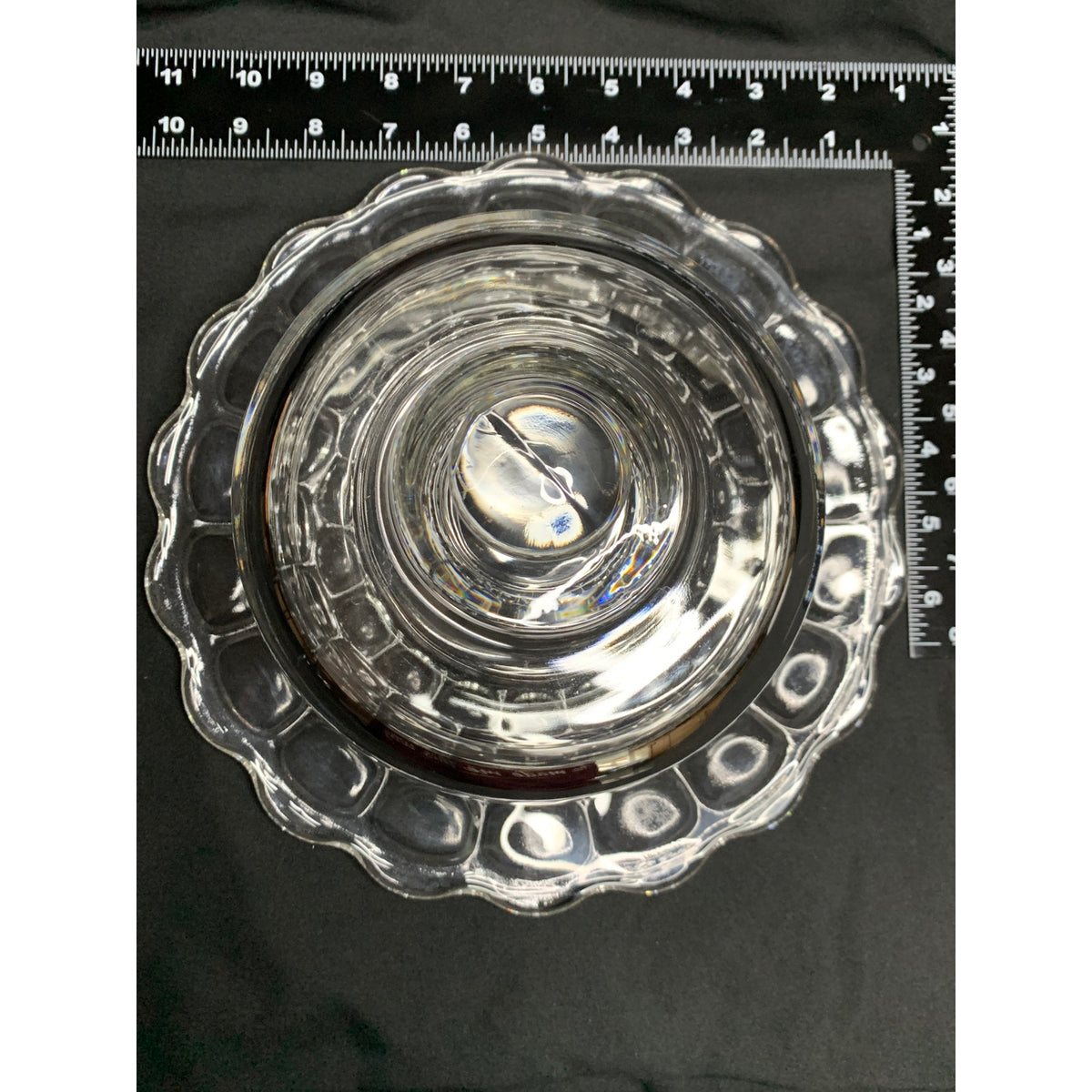Clear Glass Cheese Dome Cloche Pebble Pattern Serving Plate 2 Piece Set