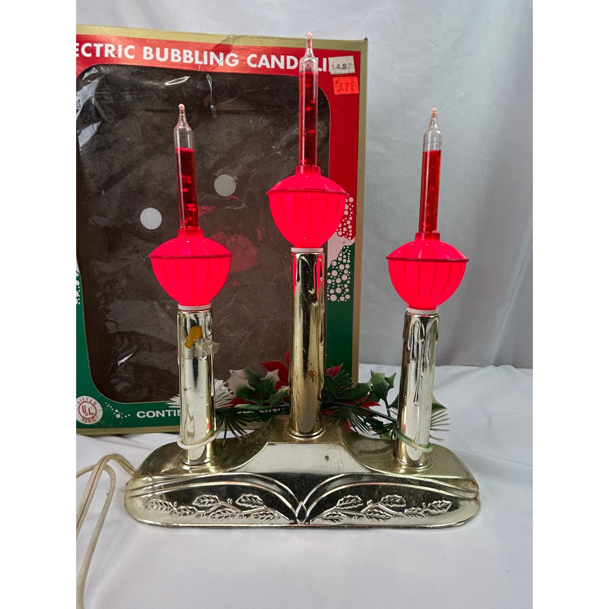 Vintage ACLA 3 Bubble Light Candolier Christmas Centerpiece Cat 379 Original Box