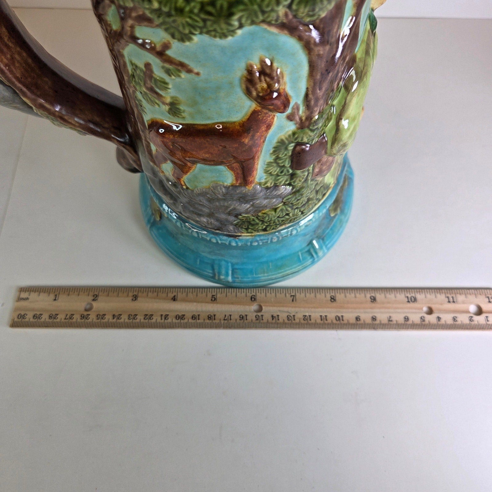 Hand‑Signed “By Mimi 1976” Ceramic Stein – Standing & Seated Figures Lid