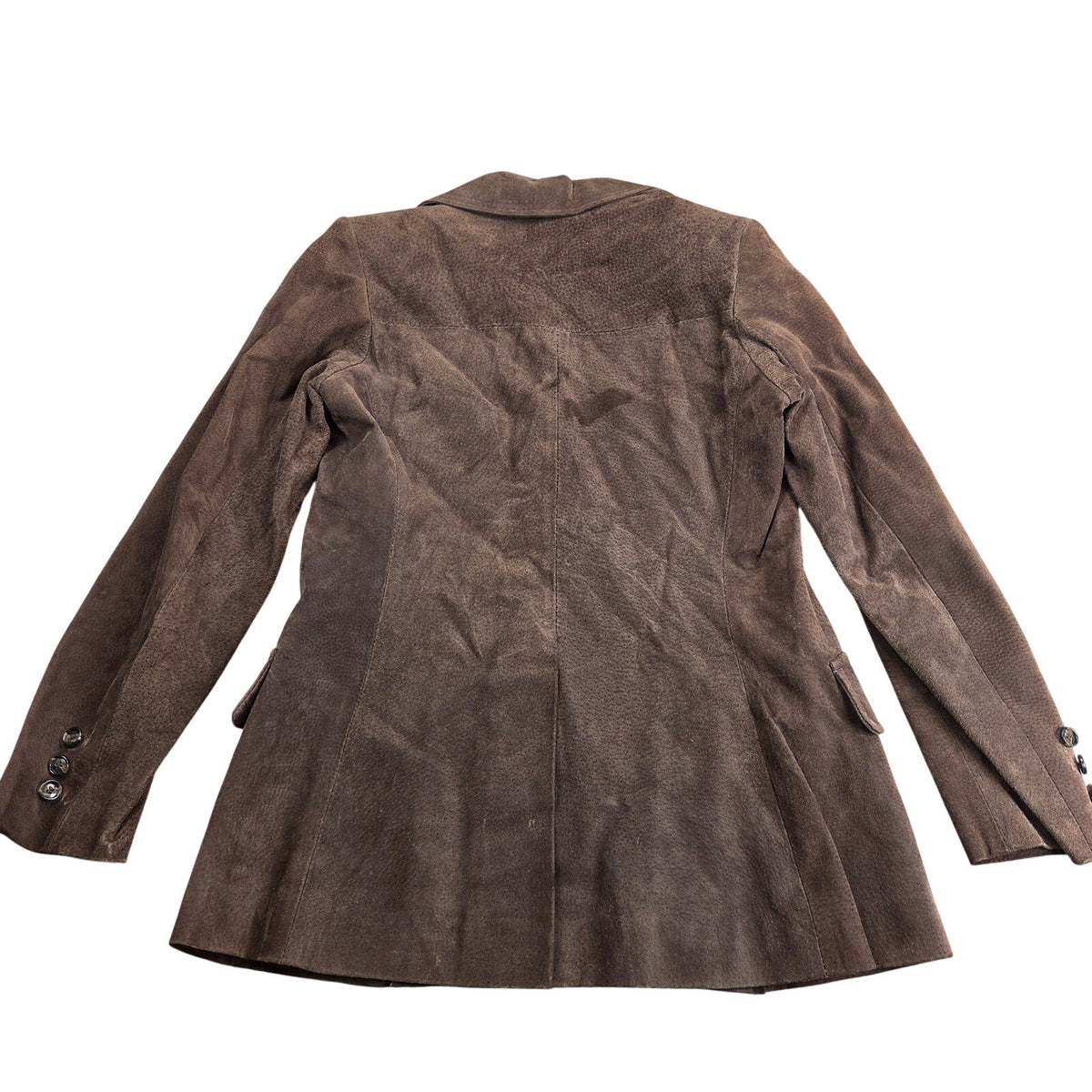 Vintage Brown Suede Leather Blazer Jacket Womens 7/8 Hong Kong Unbranded Coat