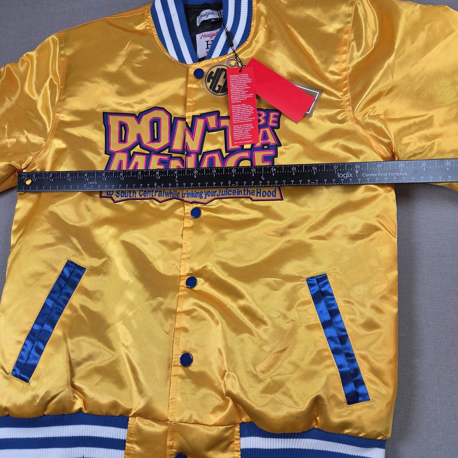 Headgear Classics Don’t Be A Menace Loc Dog Satin Varsity Jacket XL NWT