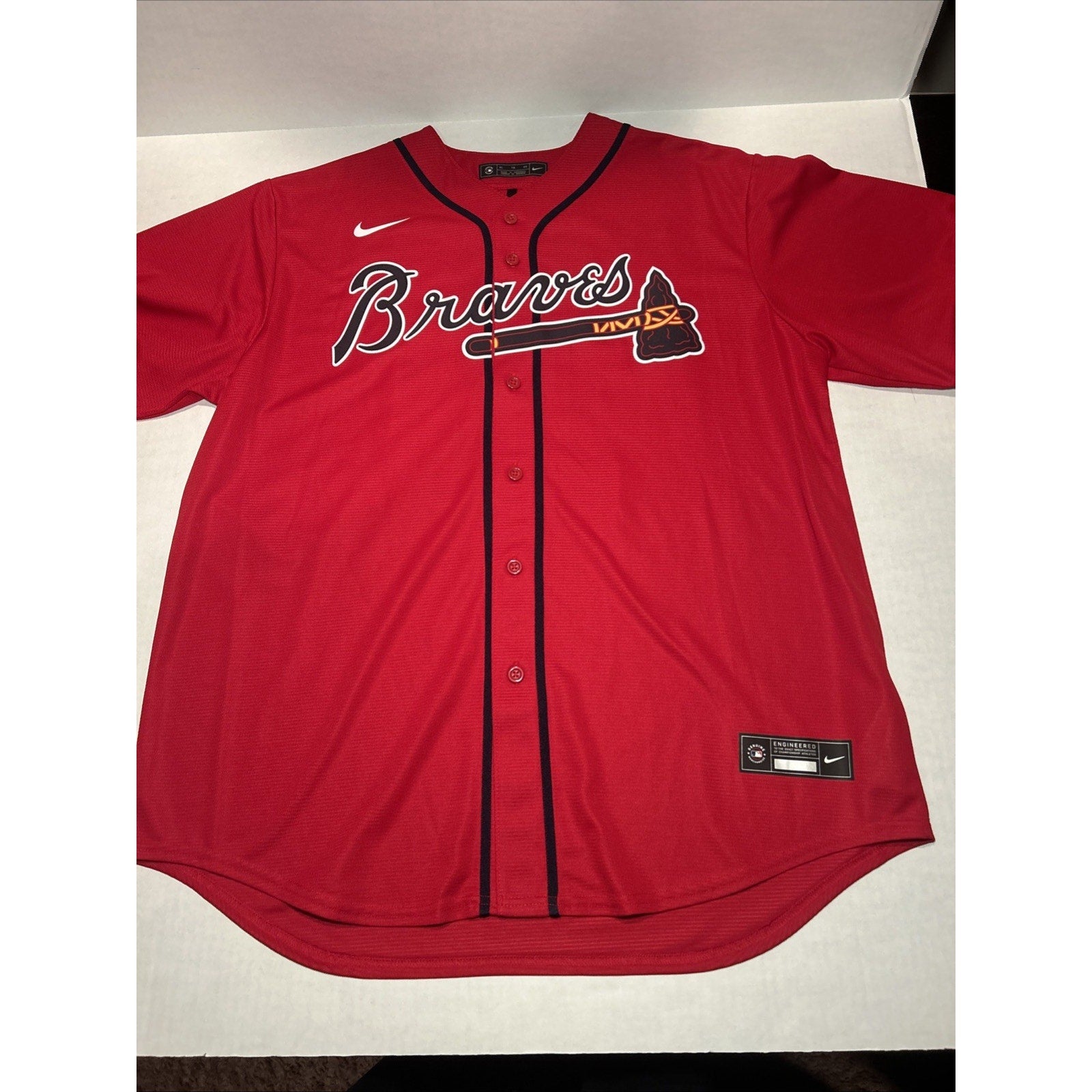 Ronald Acuña Jr. Nike MLB Braves Red Button Jersey Size XL NWT Authentic