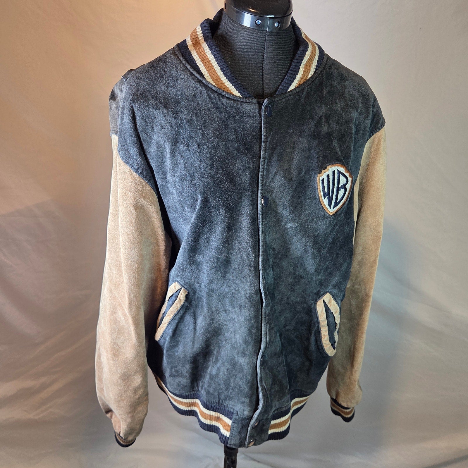 Warner Bros Studio Store Leather Varsity Jacket Large WB Burbank Korea