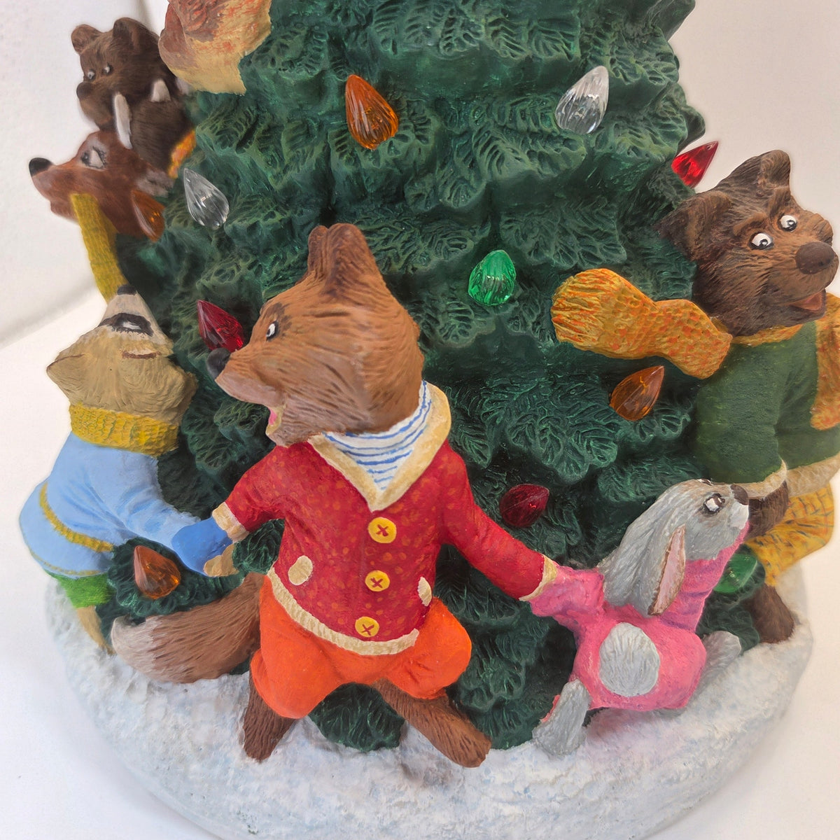 Handmade Ceramic Woodland Animal Christmas Tree Lighted Decor Rosemary 1990