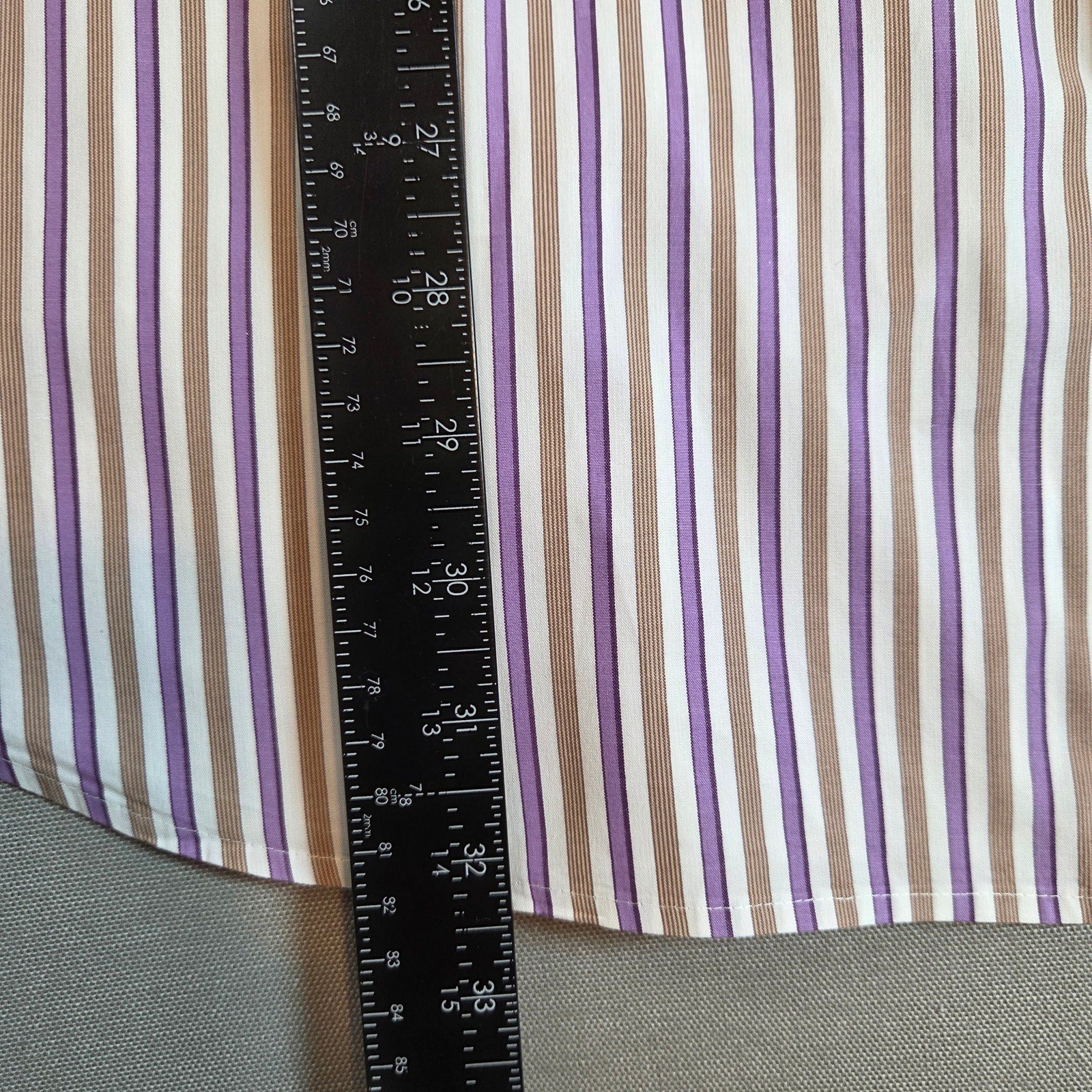 Peter Millar XL Stripe Button Down Shirt Purple Brown Cotton Long Sleeve