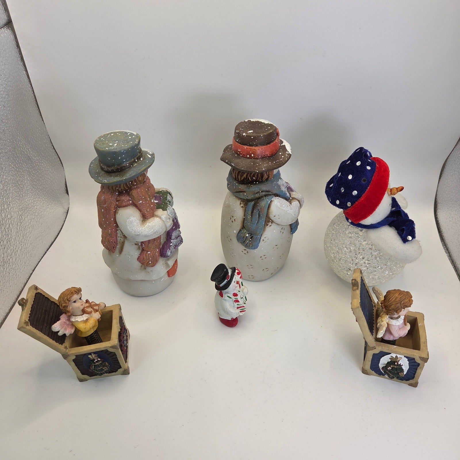 Lot of 6 Snowman & Angel Christmas Figurines Holiday Decor