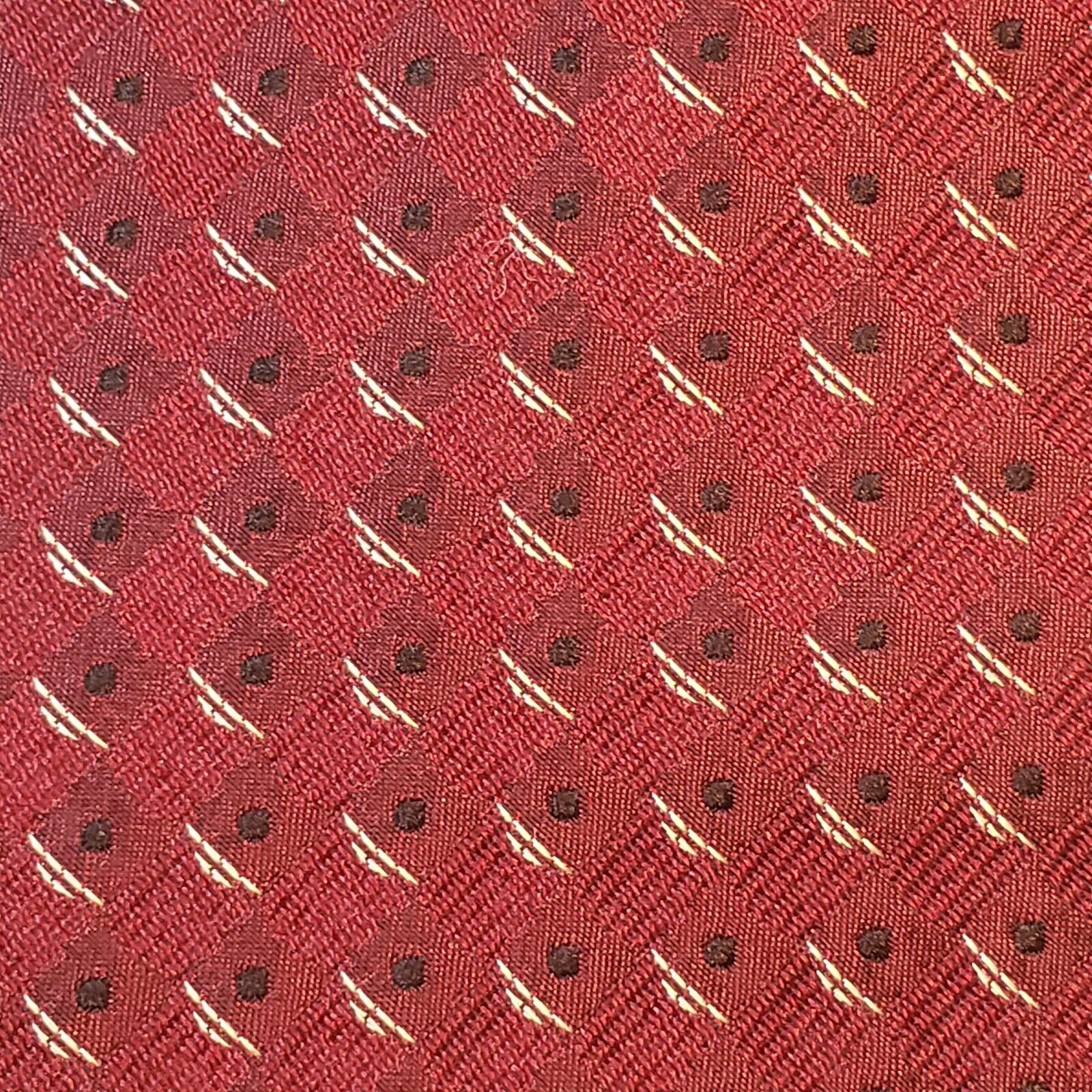Donna Karan New York Dark Red Geometric Silk Tie