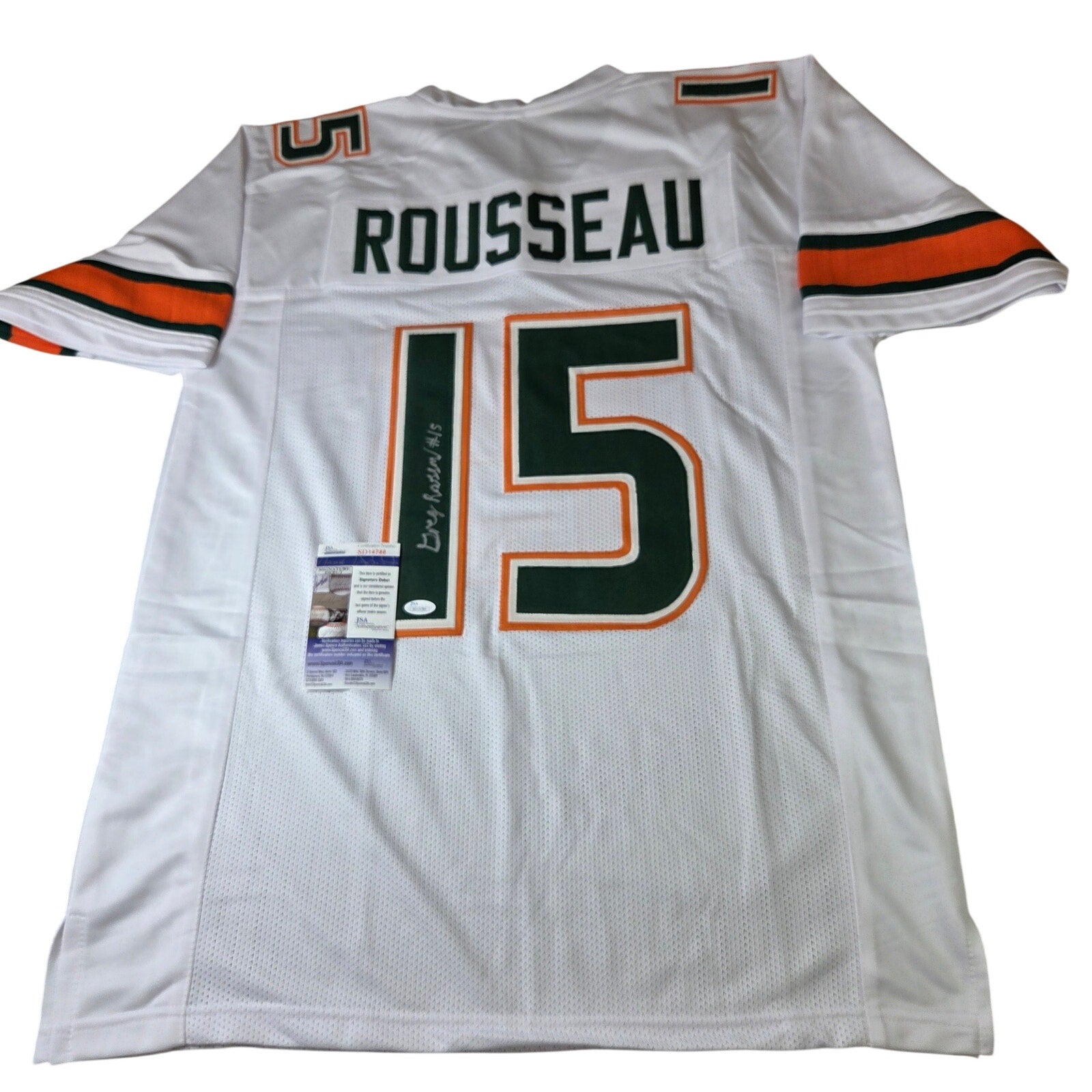 Greg Rousseau Signed Miami Hurricanes Custom Jersey JSA COA Auto #15