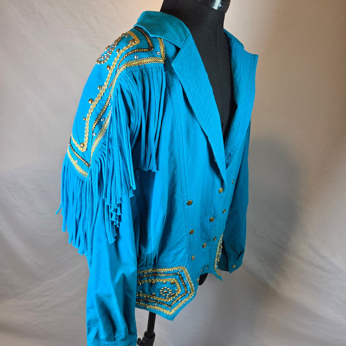 Varda Garfinkel Vintage 80s Western Fringe Beaded Rodeo Jacket Women's L