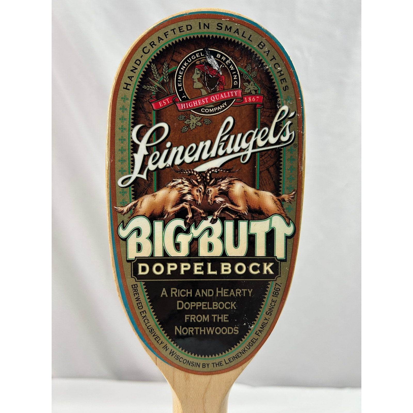 Leinenkugel's Big Butt Doppelbock Wood Beer Tap Handle Vintage 12 Inch