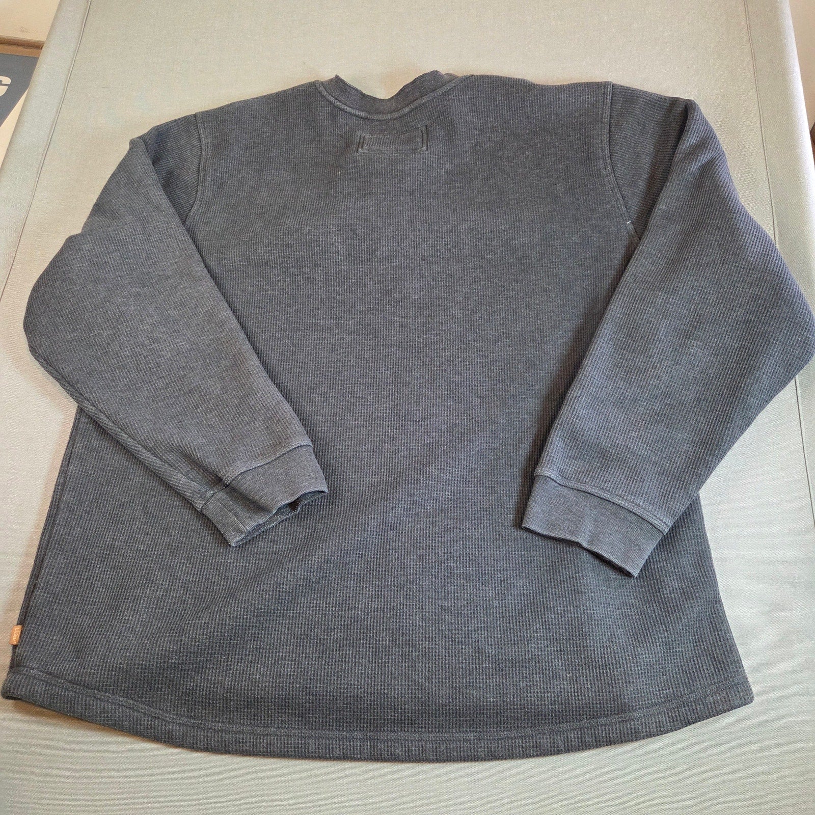 L.L.Bean Men’s XXL Waffle Knit Fleece Lined Henley Pullover Gray
