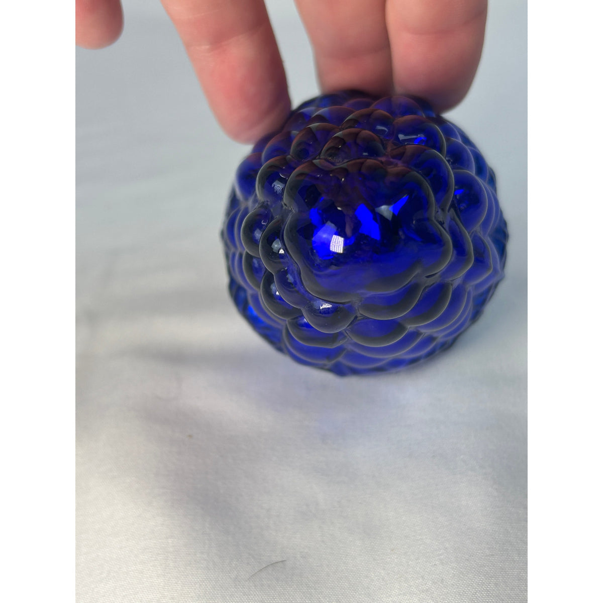 Antique 1800s German Kugel Cobalt Blue Grape Cluster Glass Christmas Ornament 4"