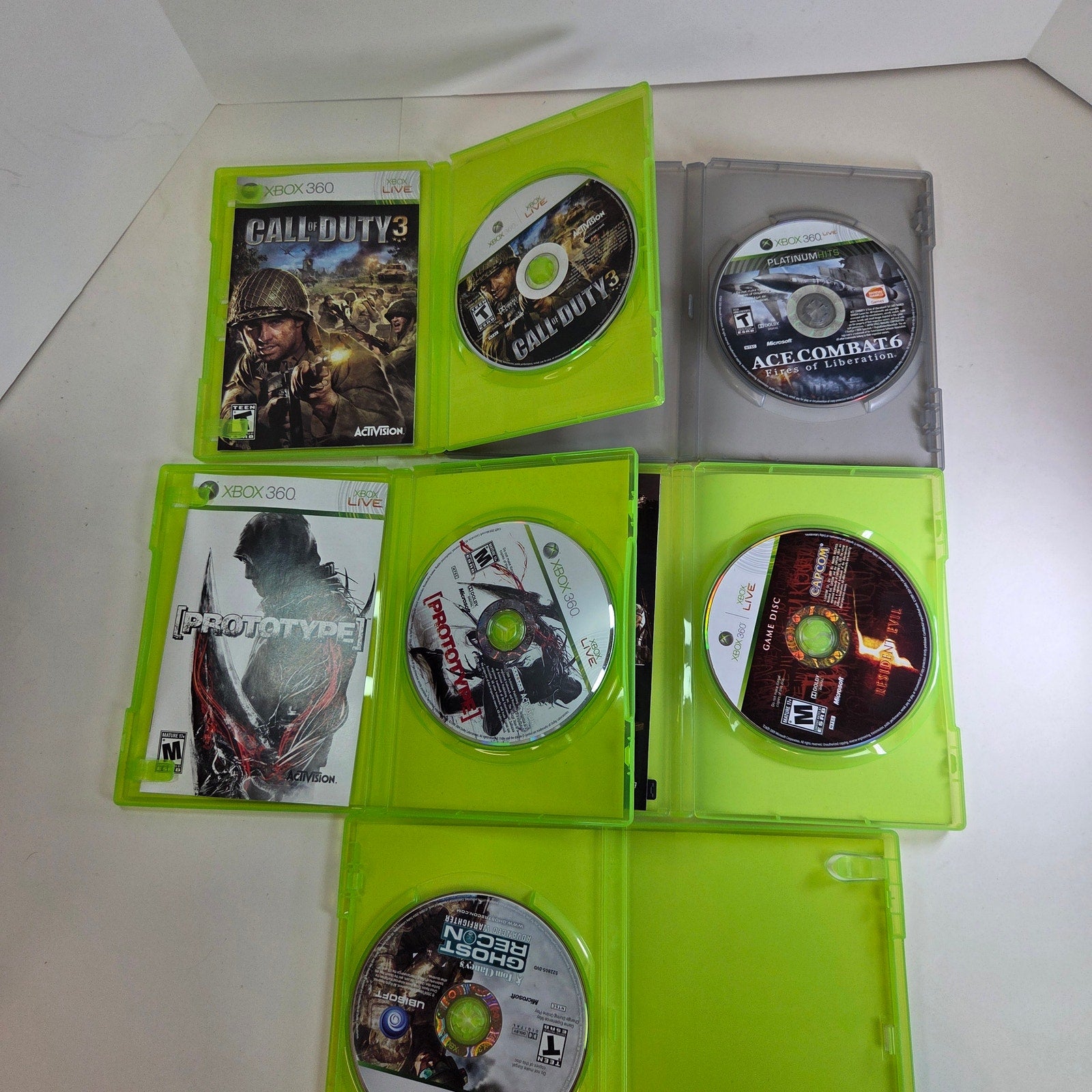 Xbox 360 Lot of 5 Games Shooter Action Adventure Bundle COD3 Res. Evil + more