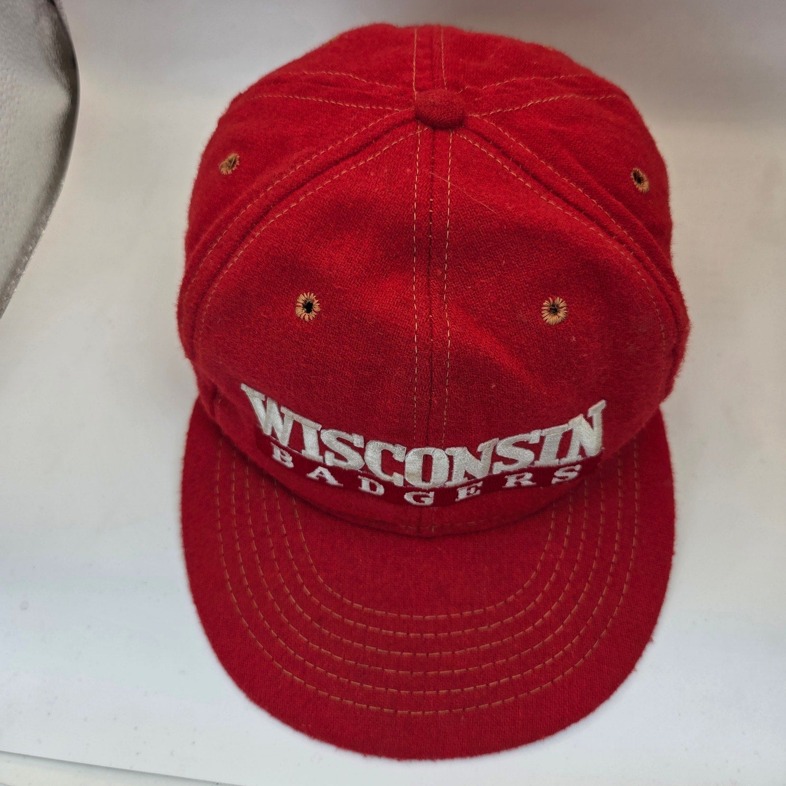 Wisconsin Badgers Vintage USA Snapback Hat University Square Wool Blend Cap