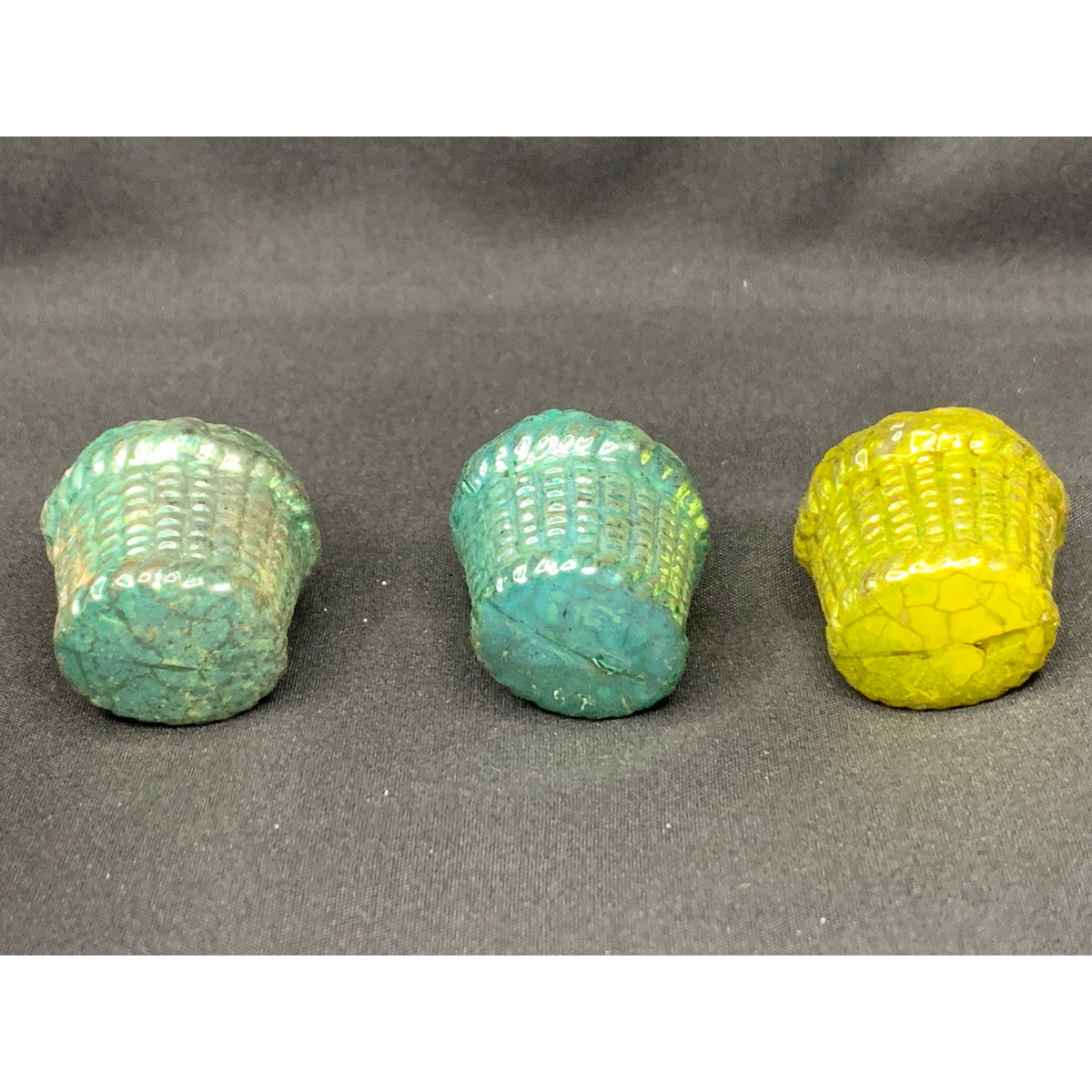Vintage 1940s Feather Tree Glass Basket Christmas Ornaments Lot of 5