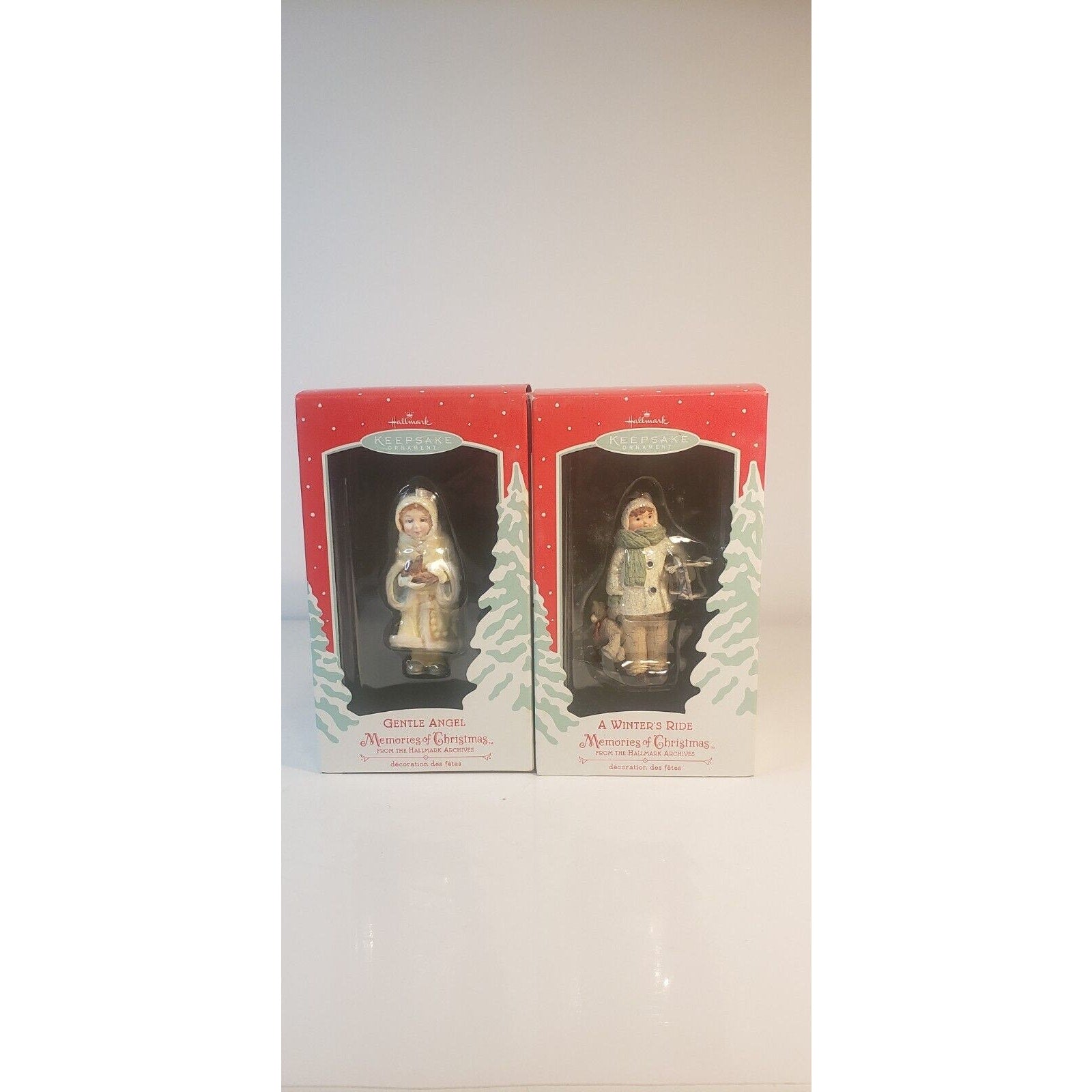 Hallmark Ornaments Memories of XMAS Gentle Angel & A Winter's Ride 2002