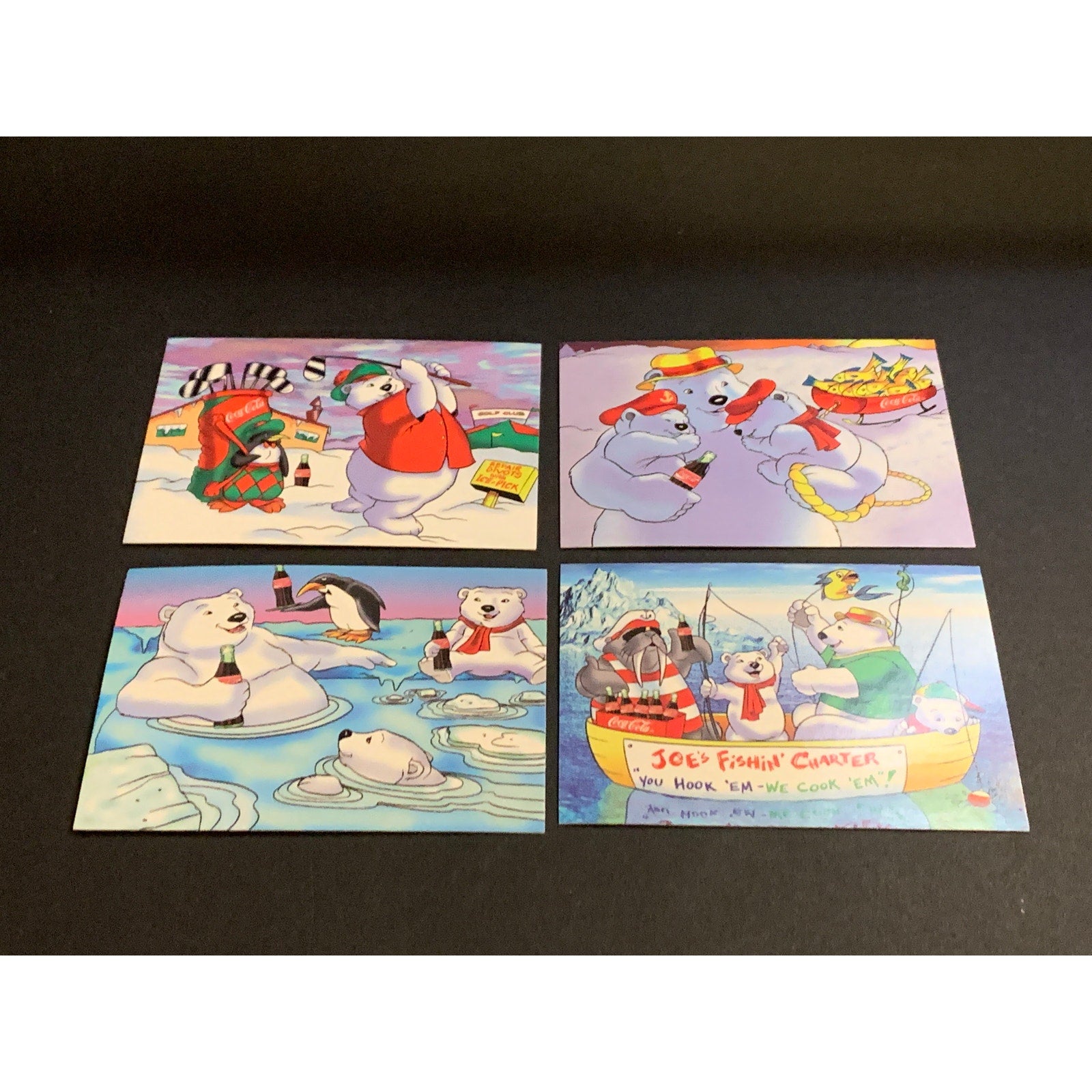 1996 Coca-Cola Holiday Bear Trading Cards Lot of 4