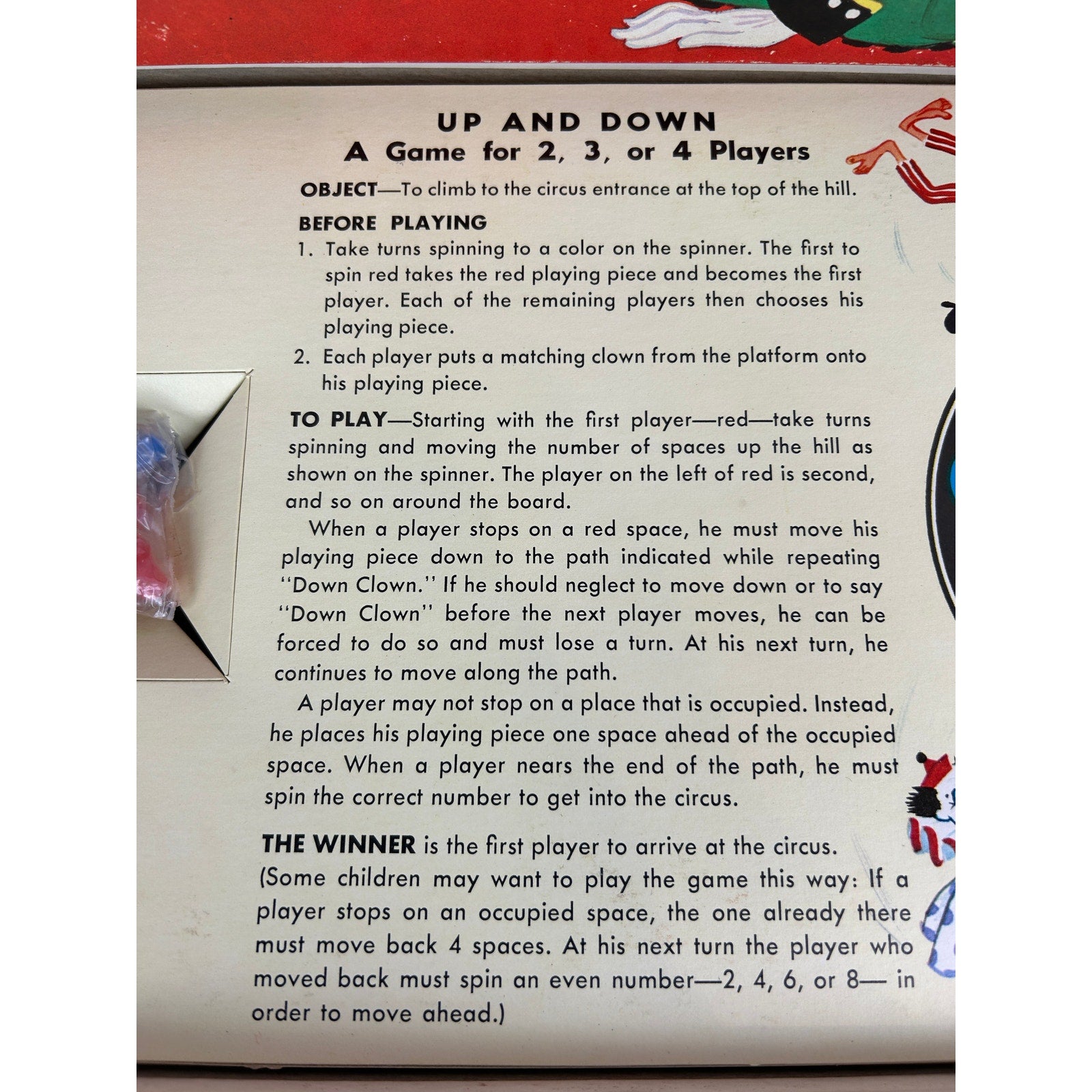 Vintage 1964 Whitman Up and Down Clown Board Game Complete w Box