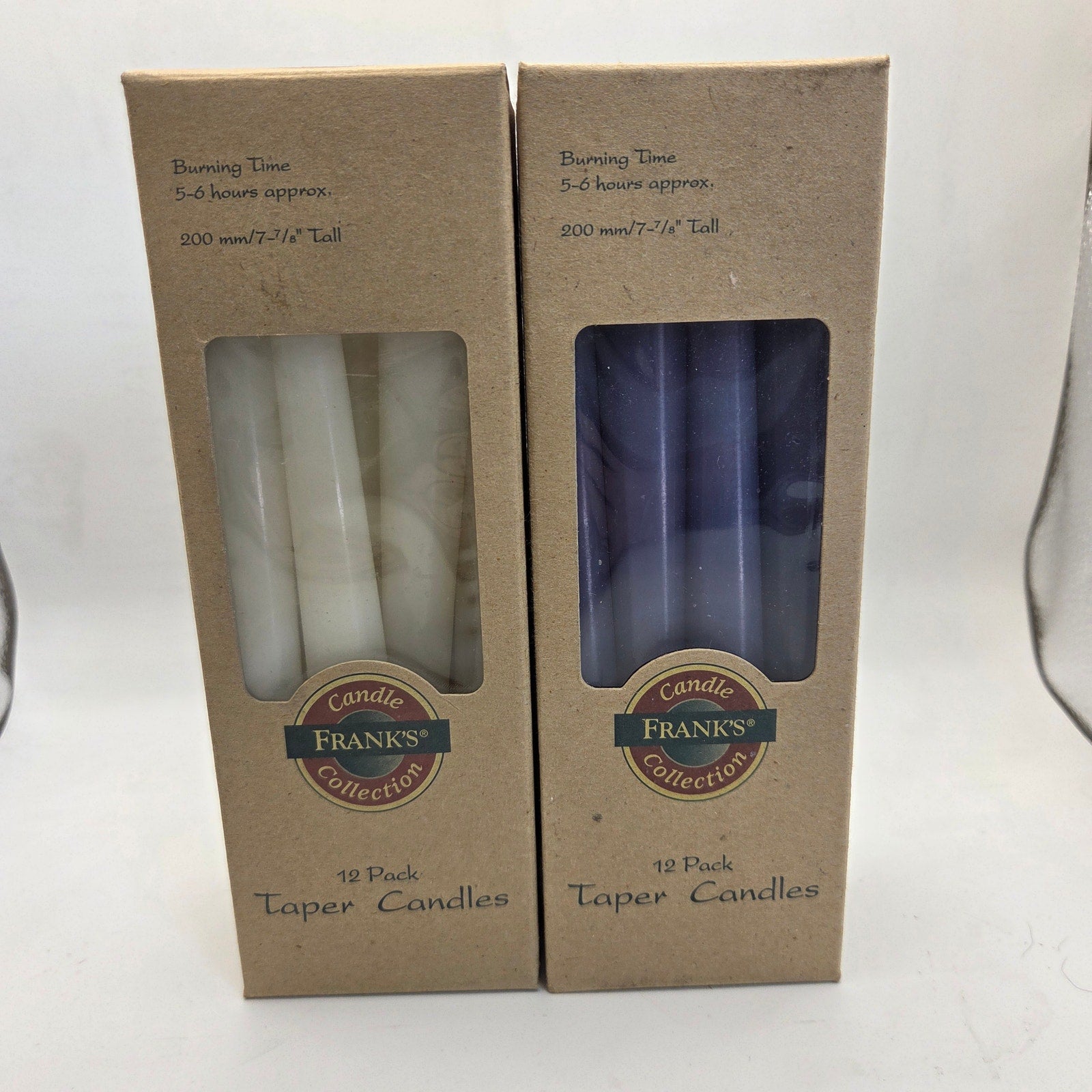 Frank’s Candle Collection Taper Candles 12-Pack Blue & White Lot of 2