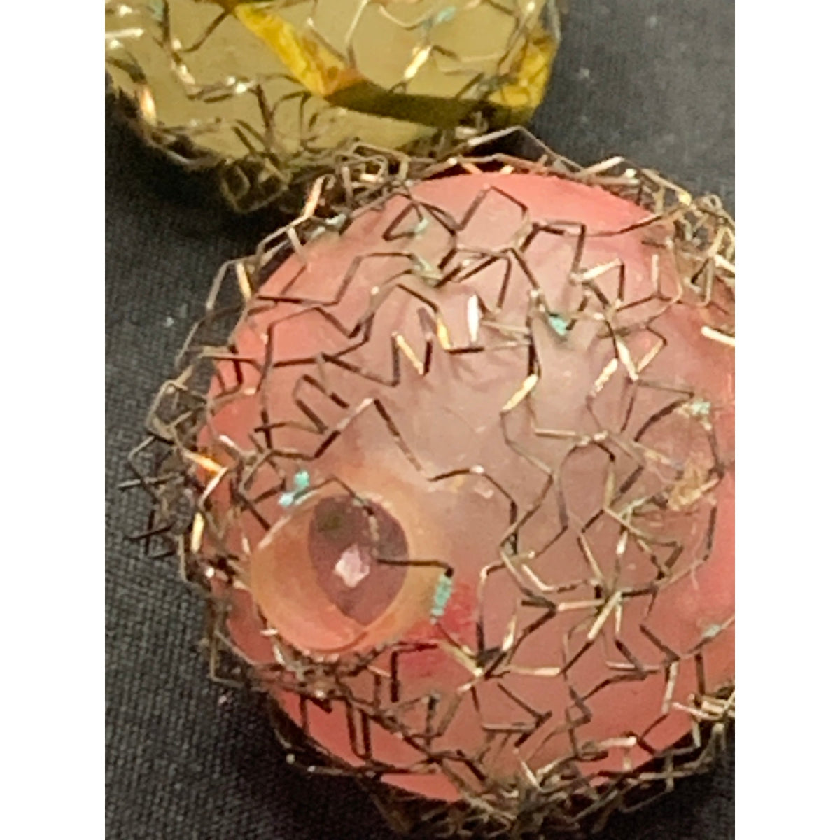 Vintage 1940s 1950s Wire Wrapped Glass Christmas Ornaments Mini Lot of 5