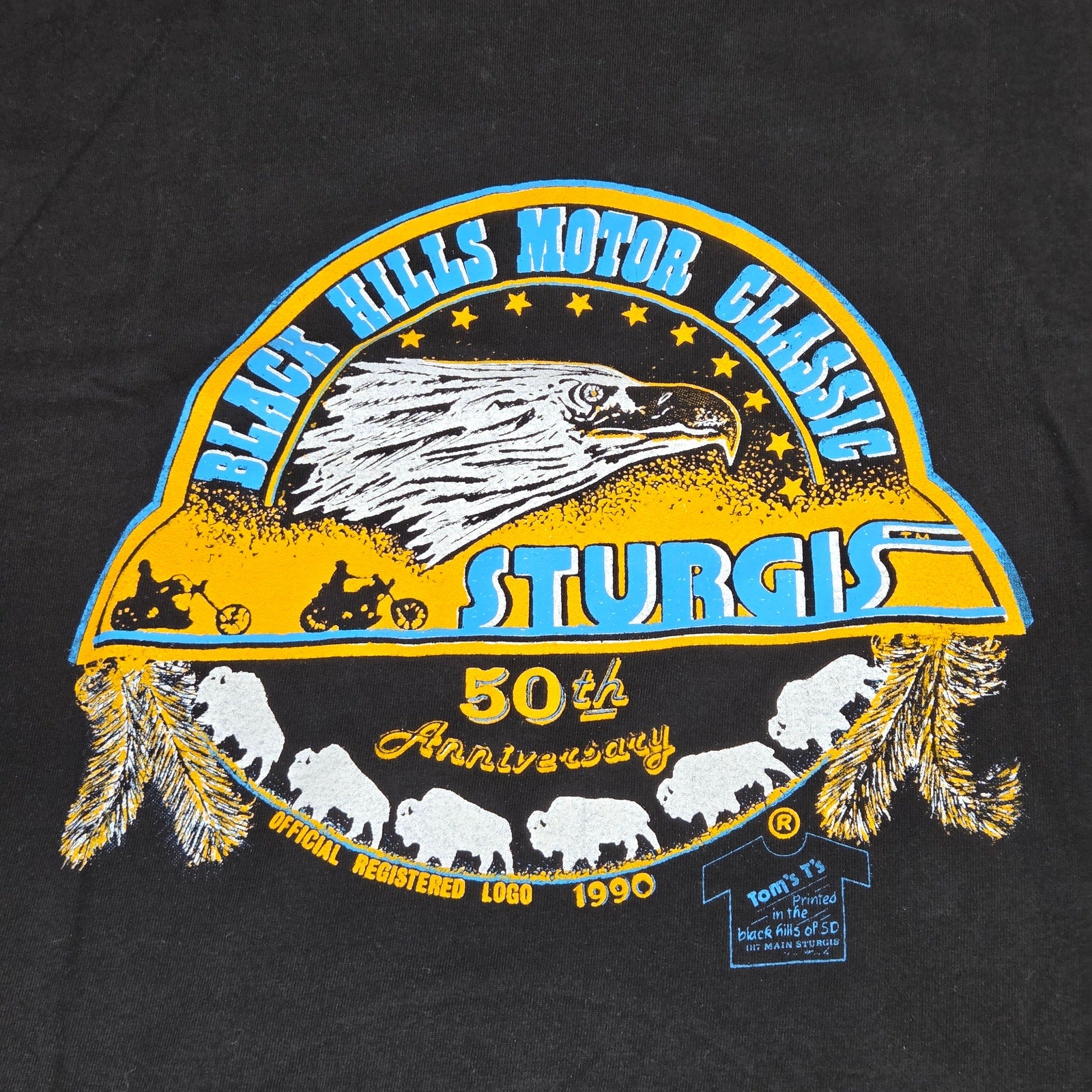 Hanes Sturgis 50th Anniversary 1990 Vintage T Shirt XXL USA Single Stitch
