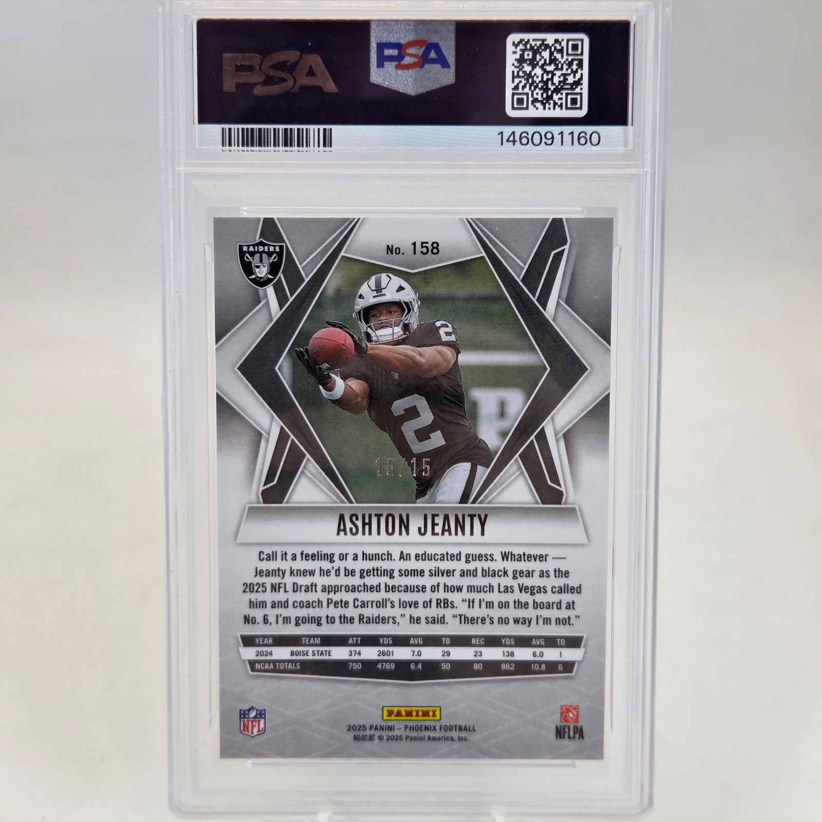 2025 Phoenix Ashton Jeanty Bronze Lazer RC #158 15/15 PSA 10 Bookend Pop 1