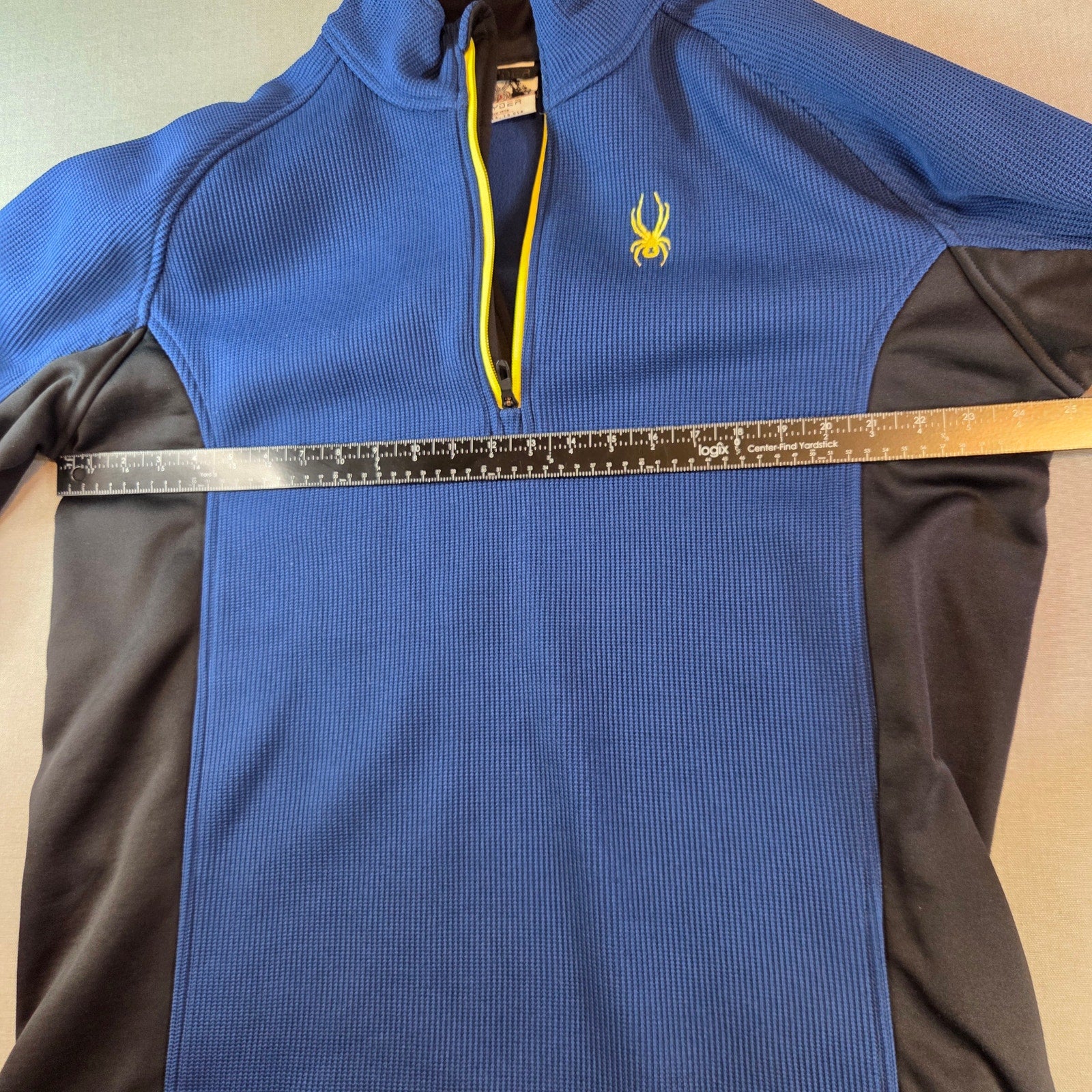 Spyder Men’s XXL 1/4 Zip Pullover Blue Black Yellow Performance Fleece