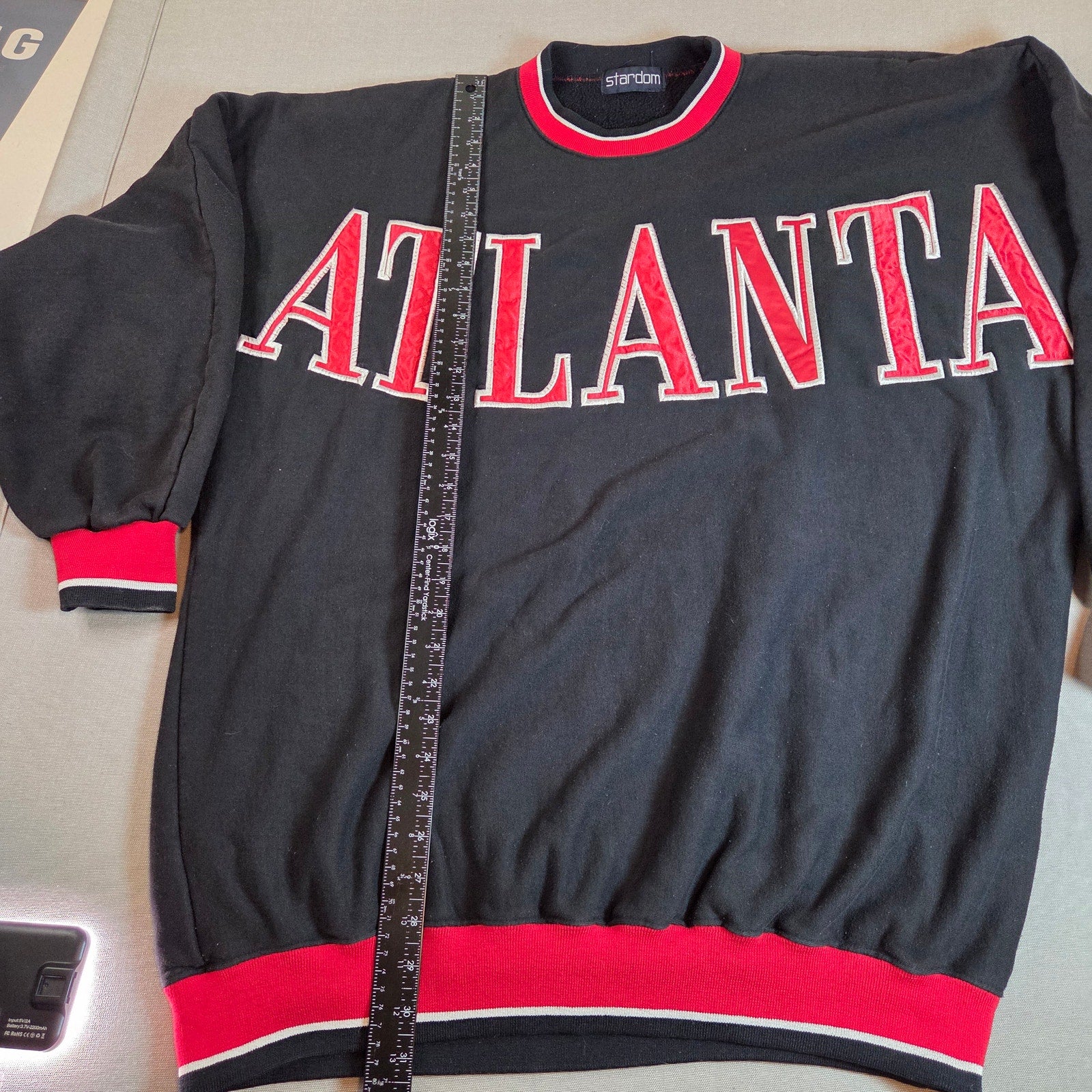 Vintage 90s Stardom Atlanta Oversized Tackle-Twill Crewneck Sweatshirt