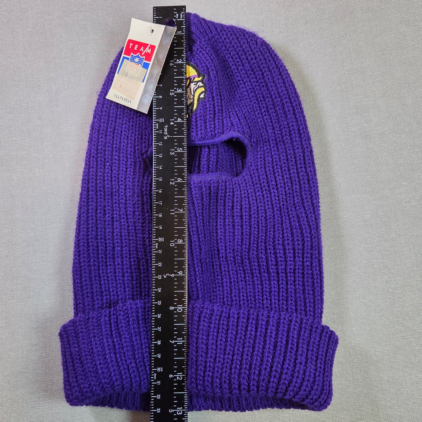 Vintage 1980s NOS Minnesota Vikings Team NFL Balaclava Hat Rossmor Made USA