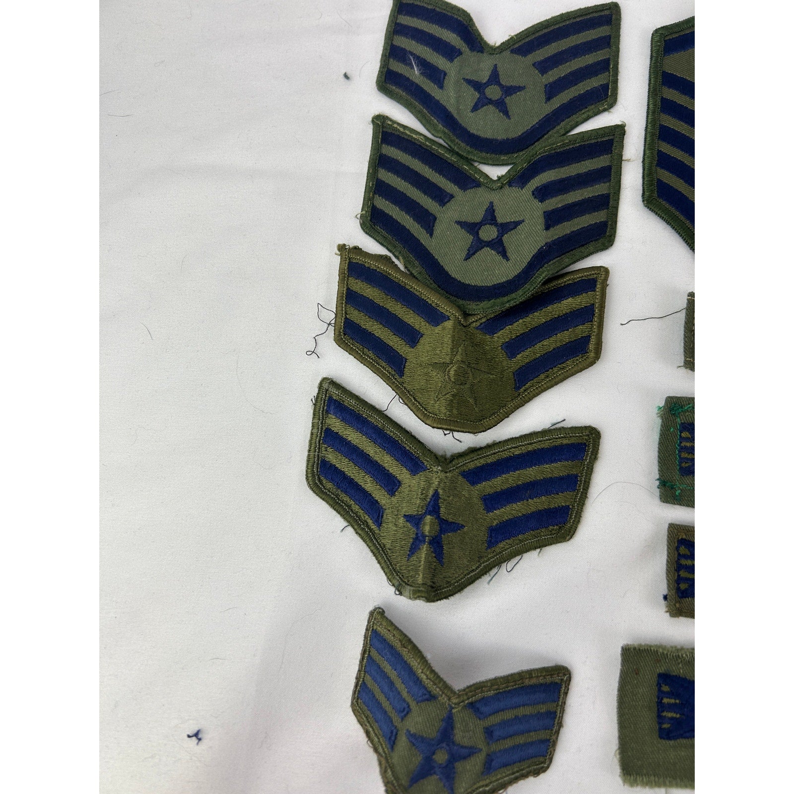 US Air Force Patch Lot Rank Chevrons Wings OD Green 18pcs