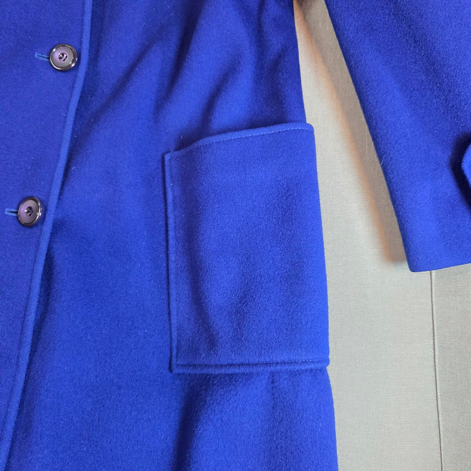 Vintage 80s Jacob-Crowley Wool Overcoat Blue Long Peacoat Made in Canada