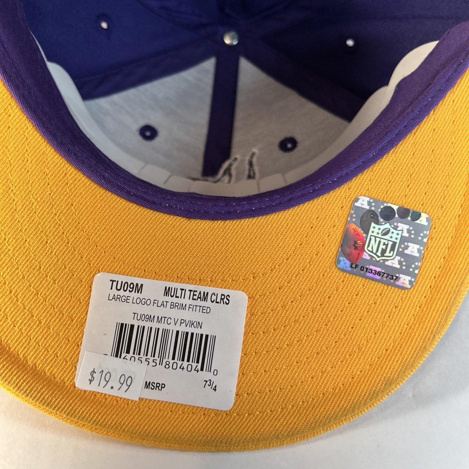 Minnesota Vikings Reebok NFL Fitted Cap Purple Gold Size 7 3/4 Hat Retro Style