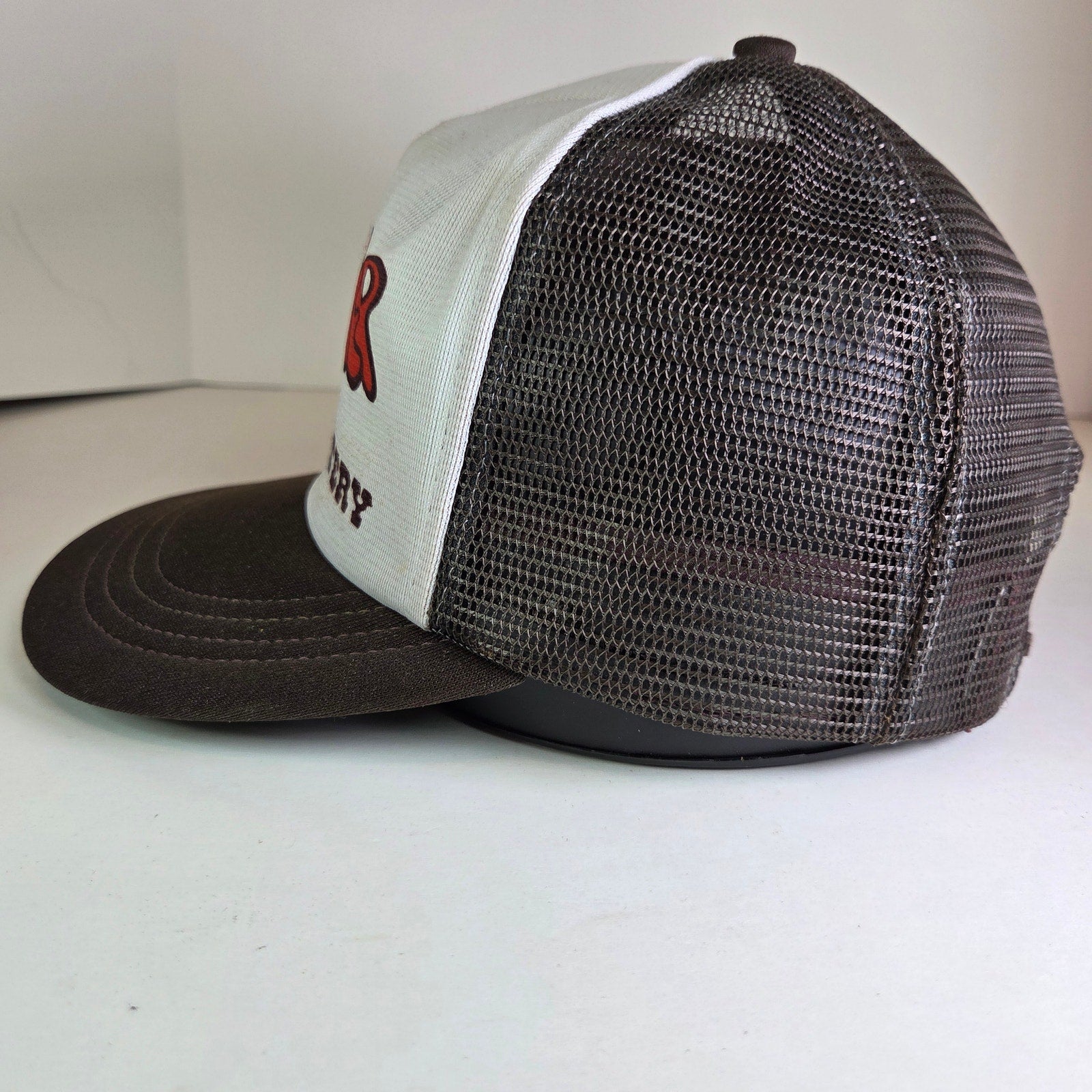 Vintage Frontier Bar & Eatery Trucker Hat Snapback Mesh Cap Brown White USA