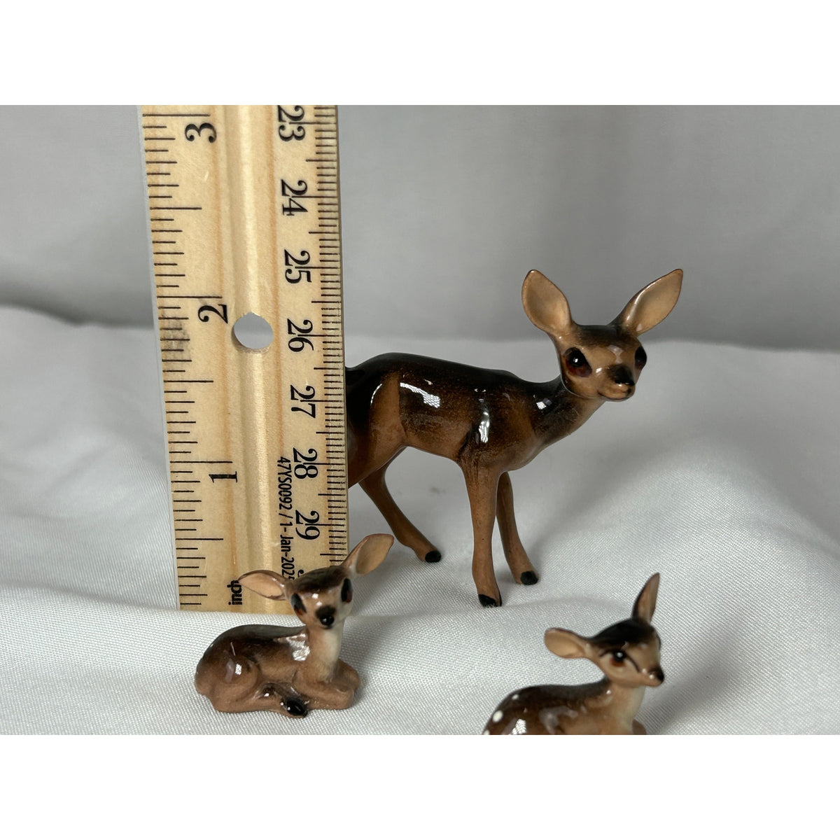 Vintage MCM Miniature Deer Family Figurines Doe 2 Fawns Ceramic Bambi Style