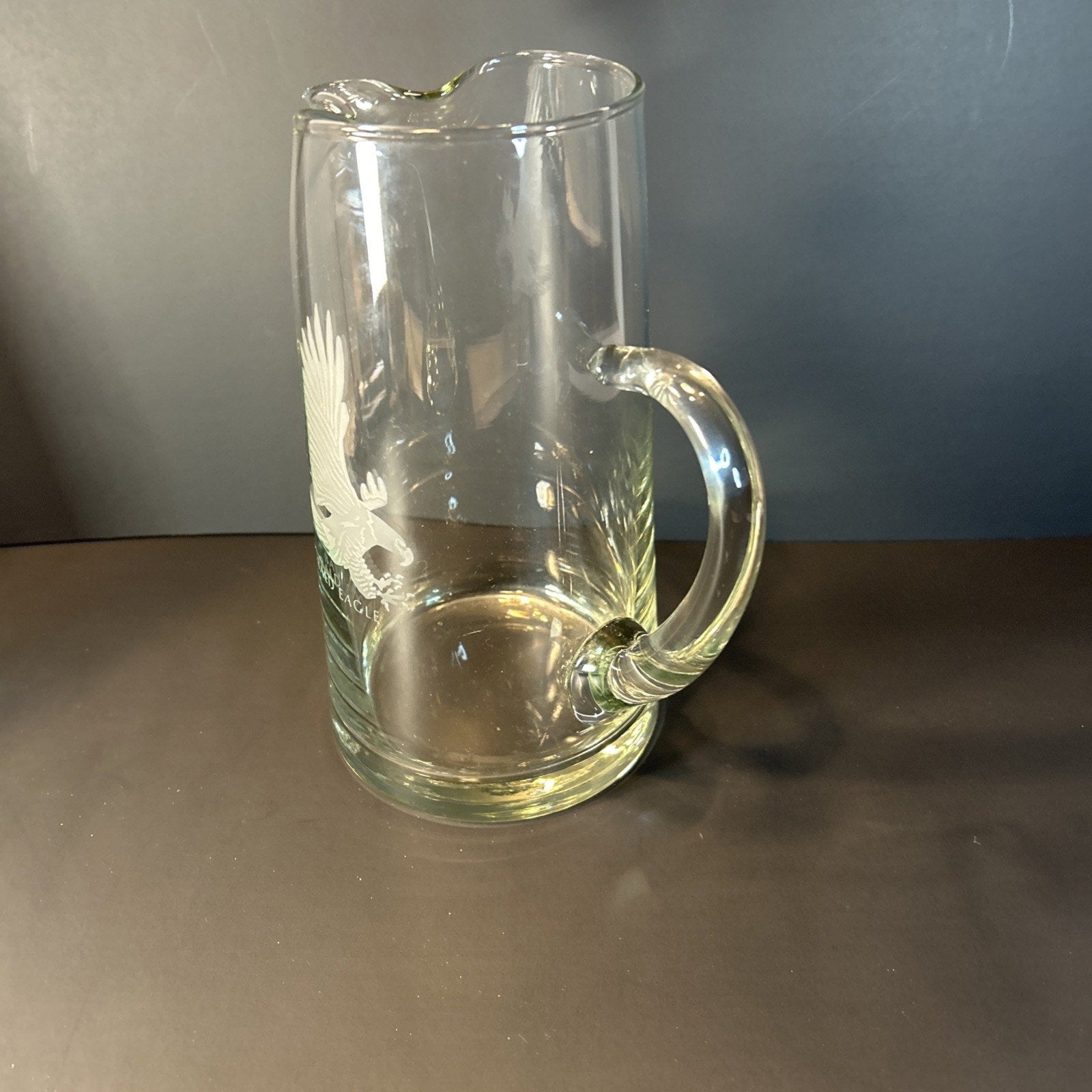Luminarc France Bald Eagle Etched Clear Glass Pitcher 2QT Vintage Wildlife