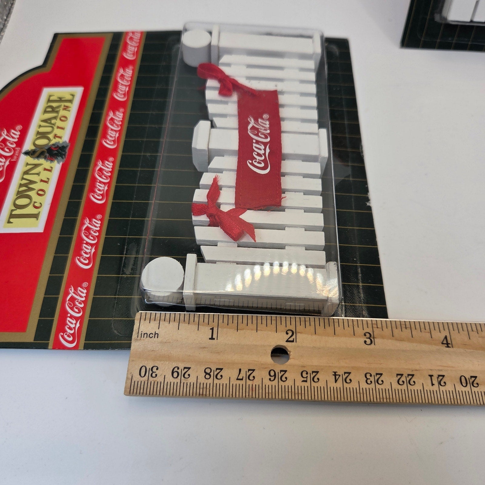 Coca-Cola Town Square Collection Fence with Banner 1998 NIP Christmas Village