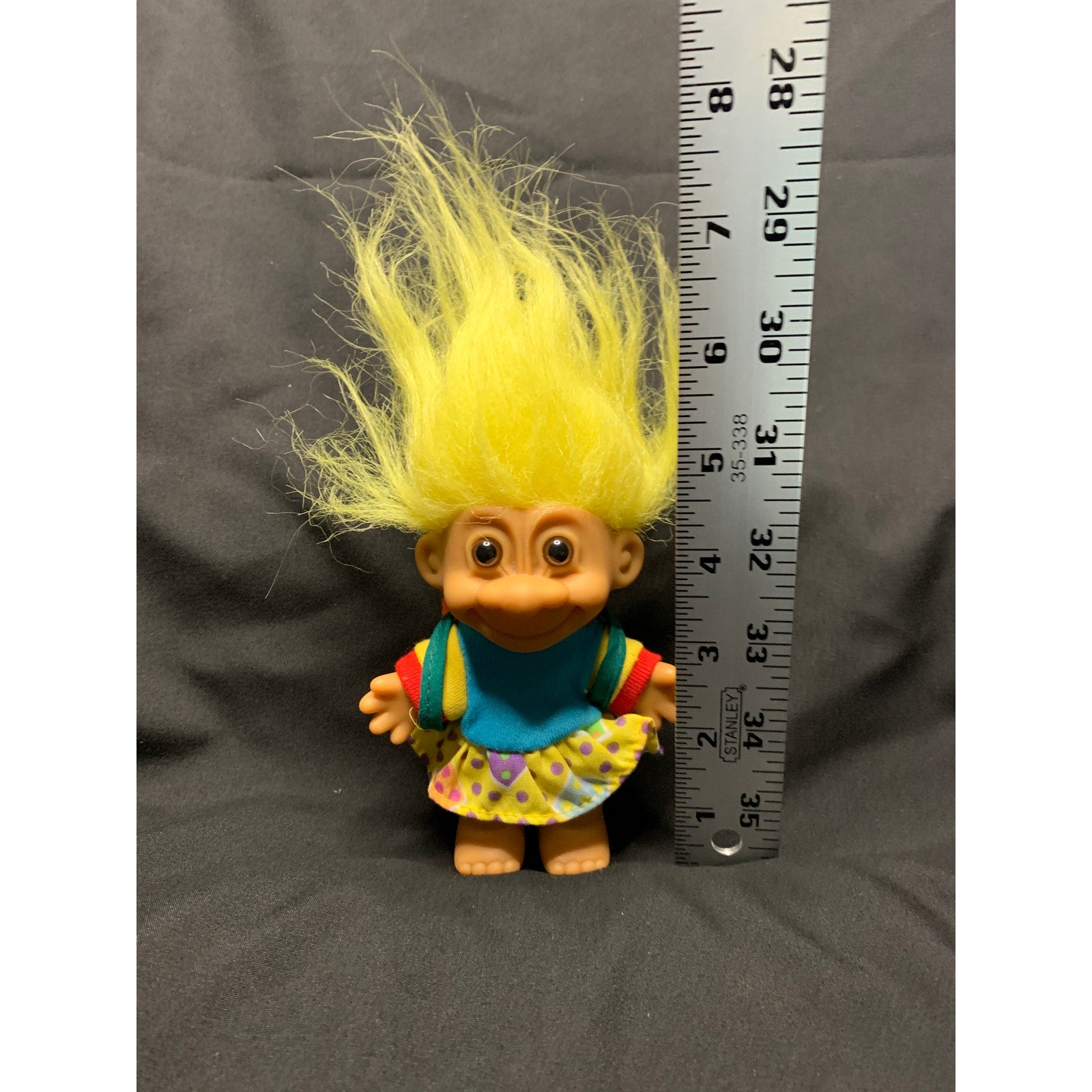 Vintage 1990s Russ School Girl Troll Doll Backpack Yellow Hair 18458 5in