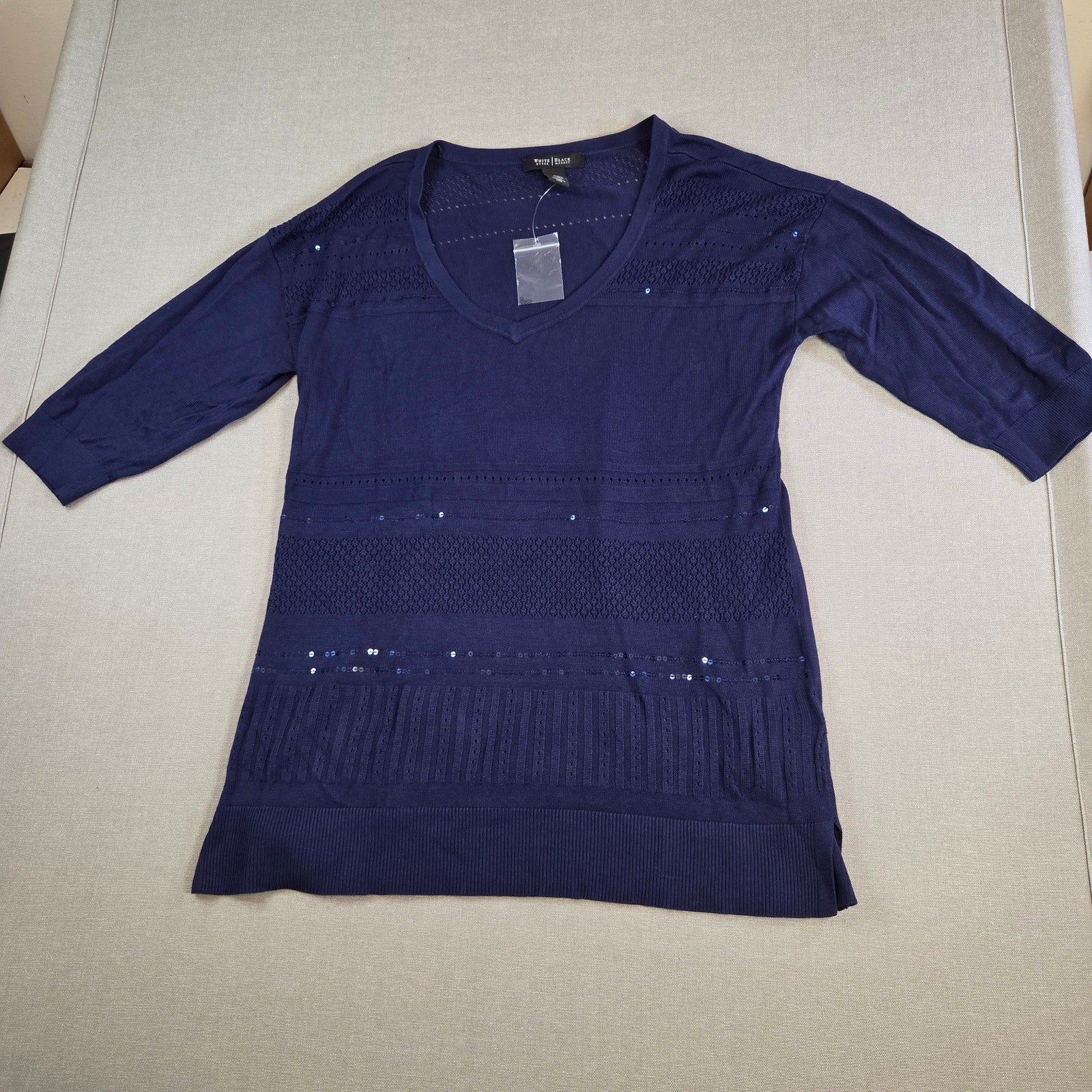 White House Black Market Purple Knit Viscose Top Blouse Size M Women’s