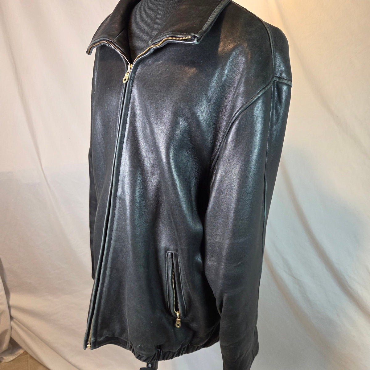 Marc New York Andrew Marc Leather Jacket Mens XL Thermolite Full Zip Black