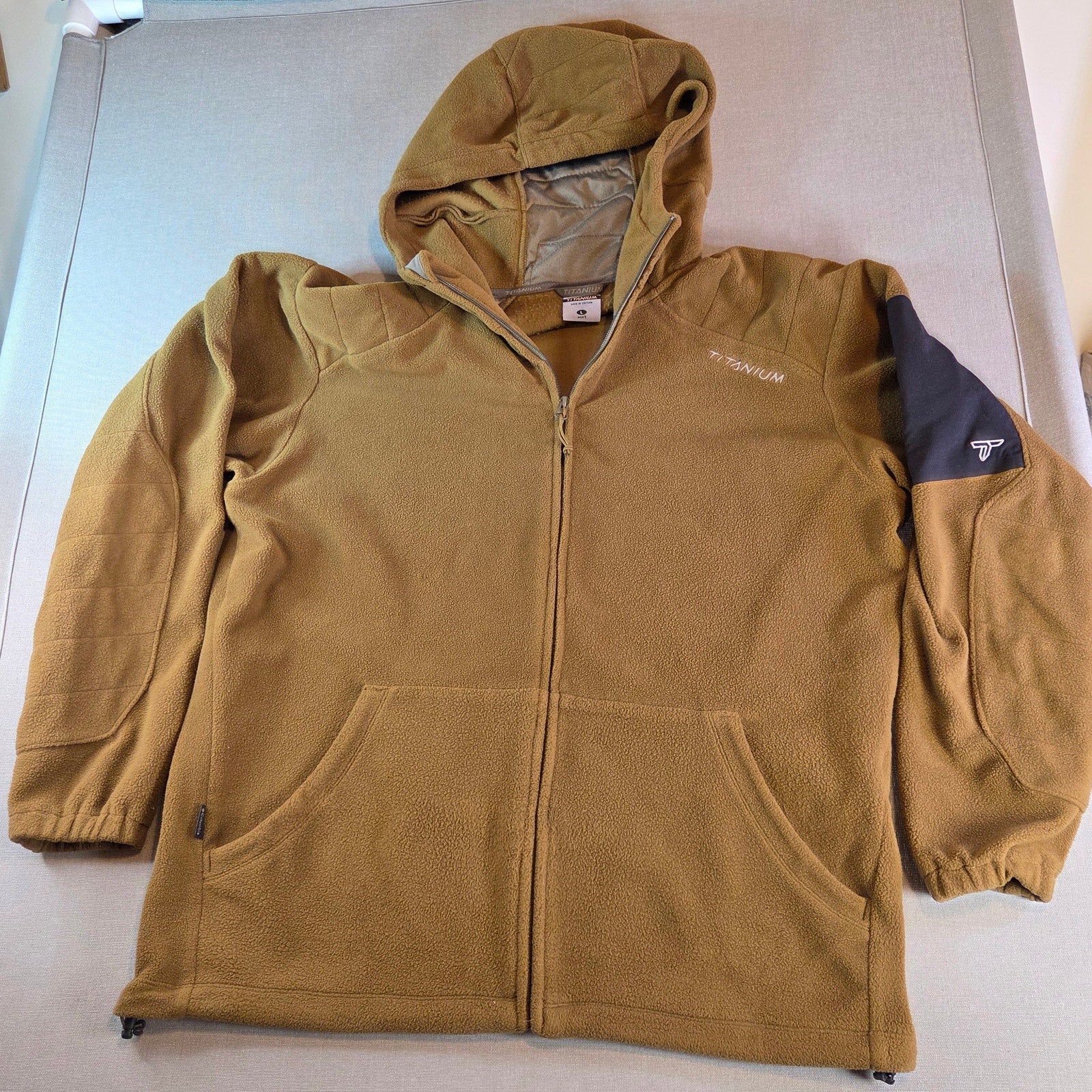 Columbia Titanium Fleece Hoodie Men’s L Olive Green Pullover Half Zip