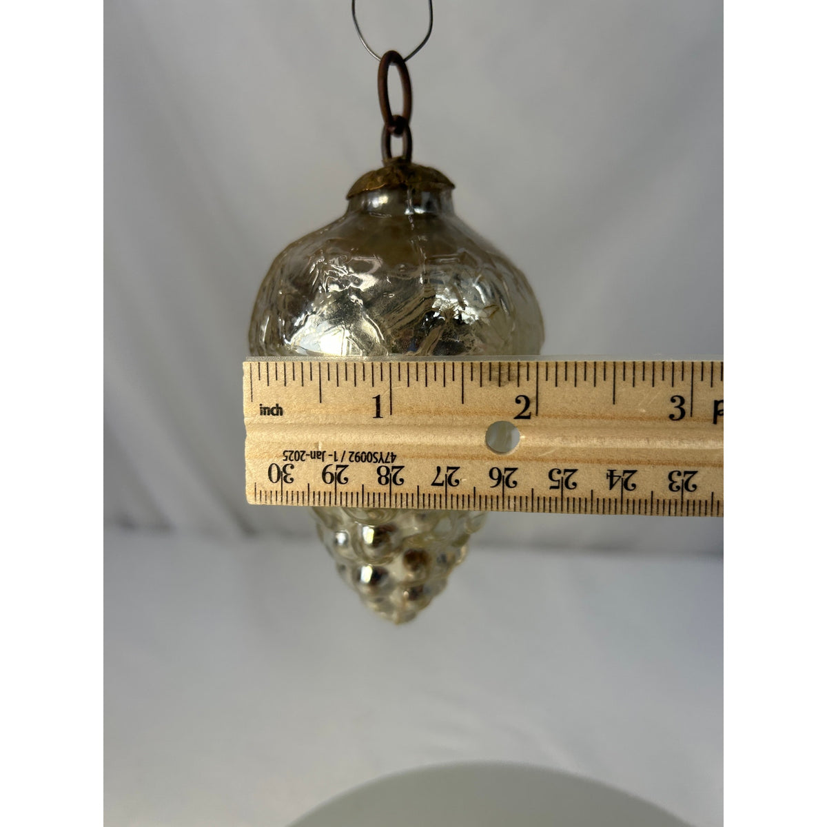 Antique 1800s German Kugel Silver Grape Cluster Glass Christmas Ornament 4"