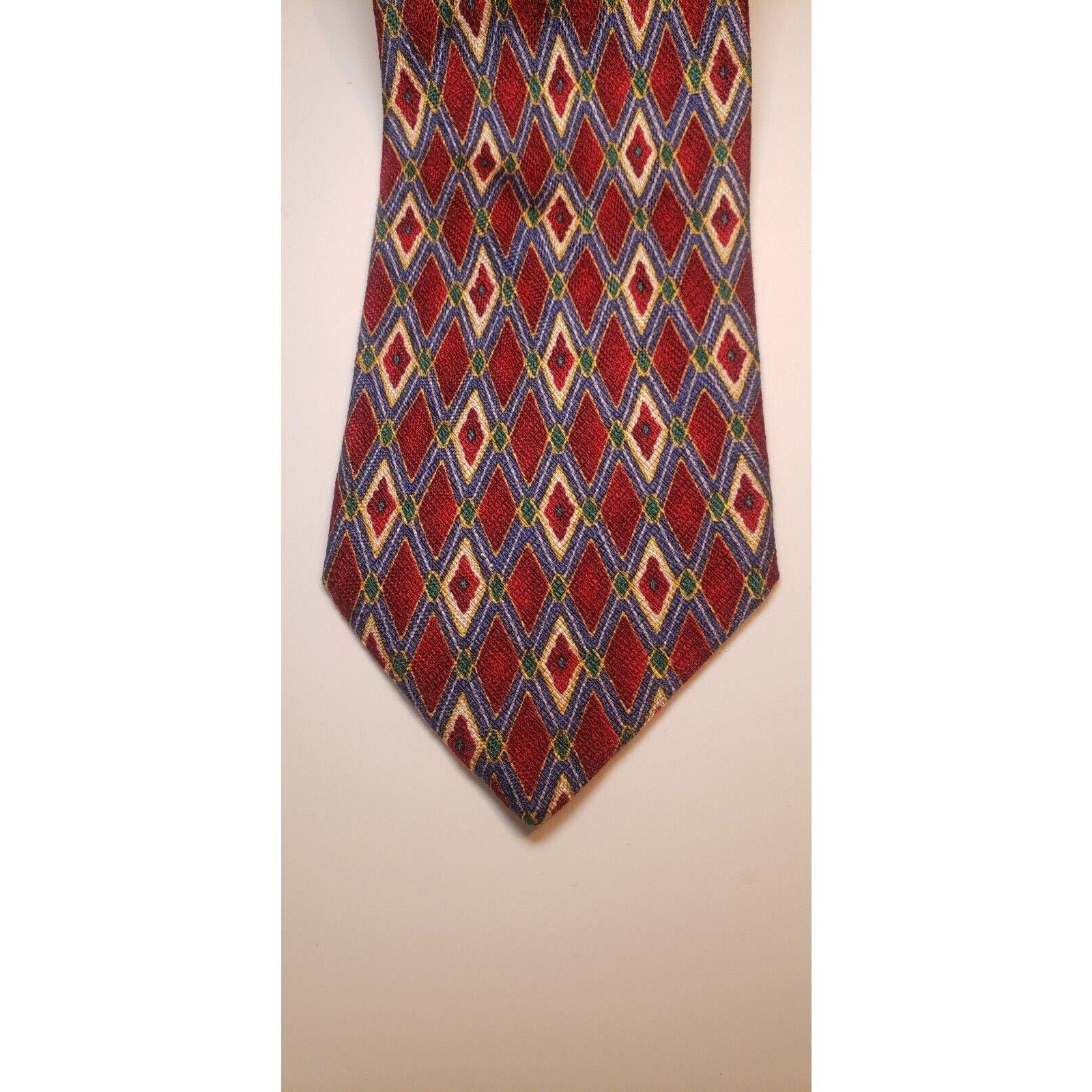 Ermenegildo Egna Geometric Diamond Red Silk Tie Italy